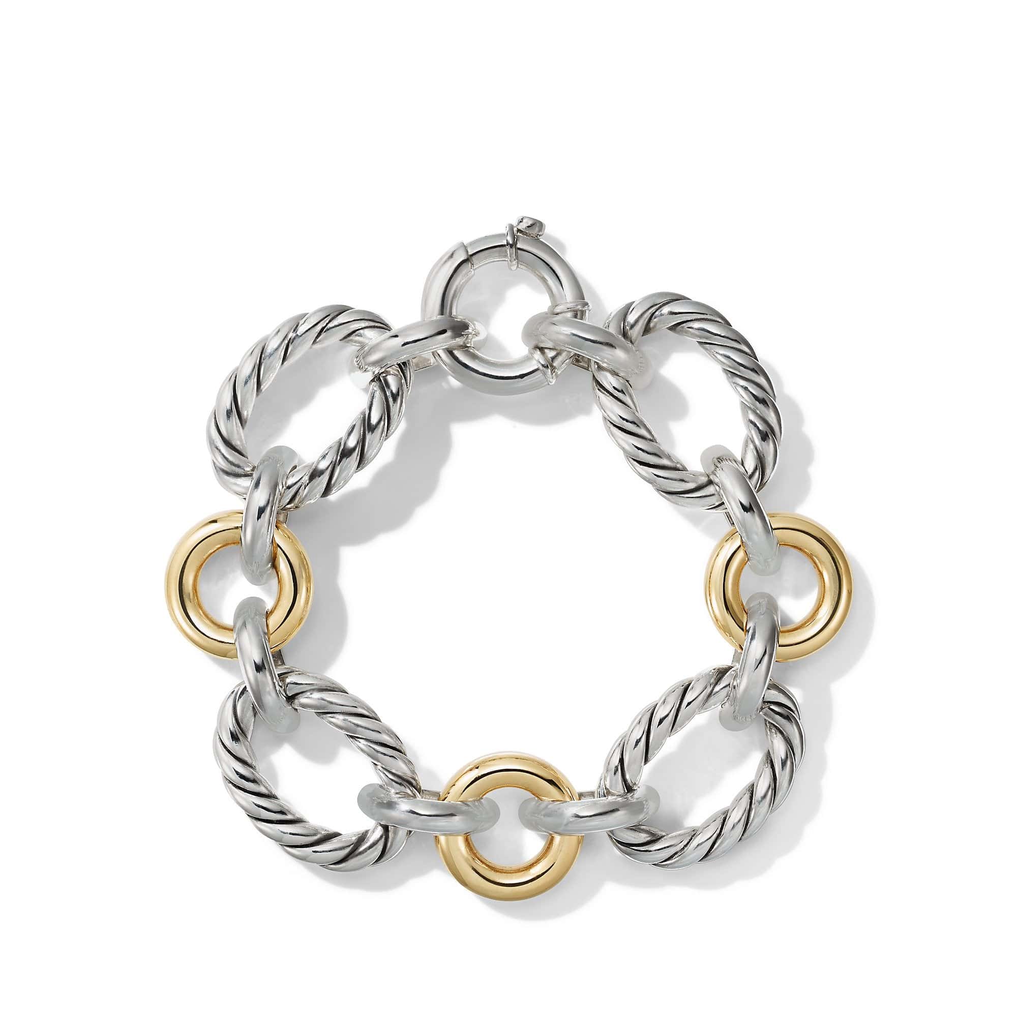 Cable and Smooth Chain Link Bracelet with 18K Yellow Gold - Image 2