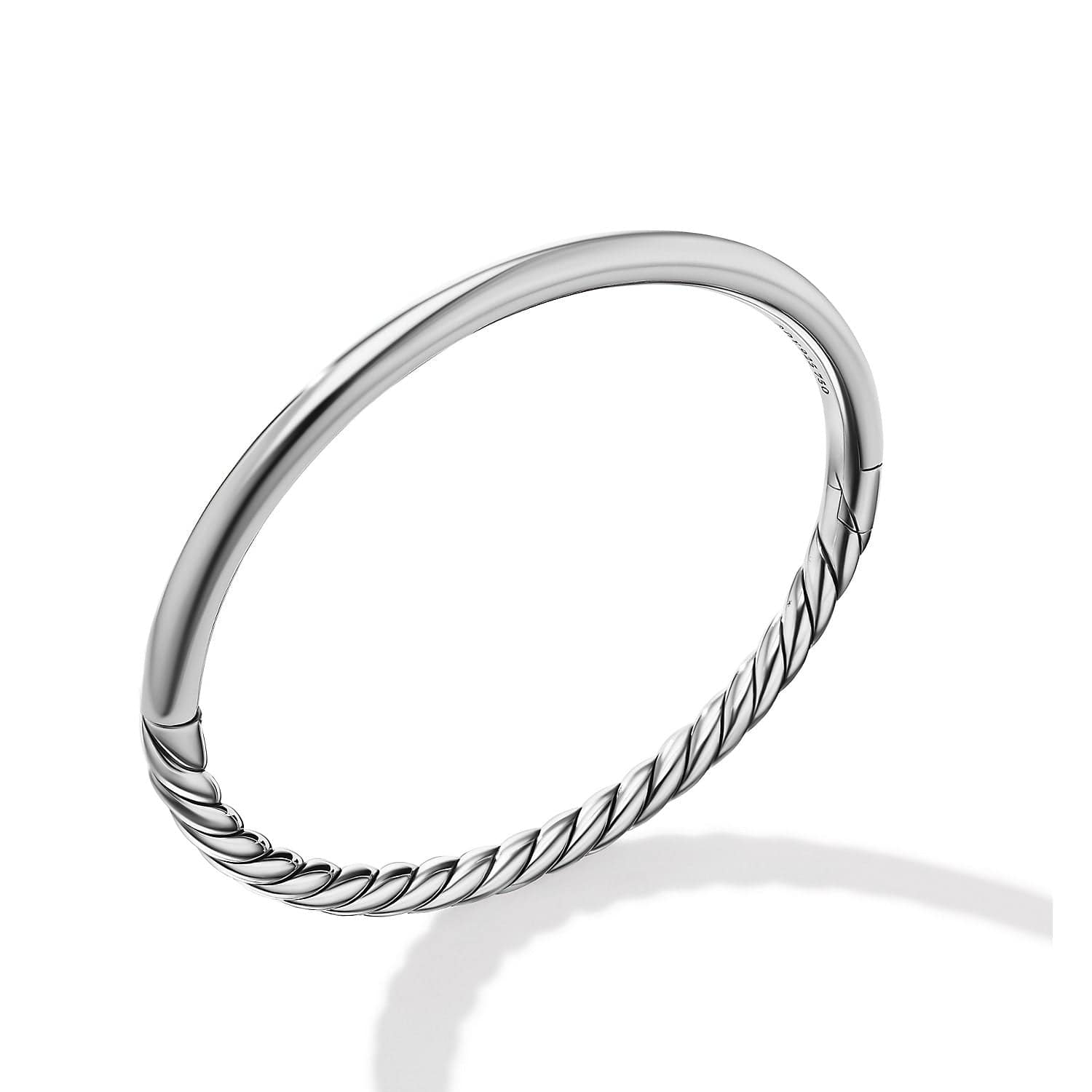 Sculpted Cable and Smooth Bangle Bracelet - Image 2