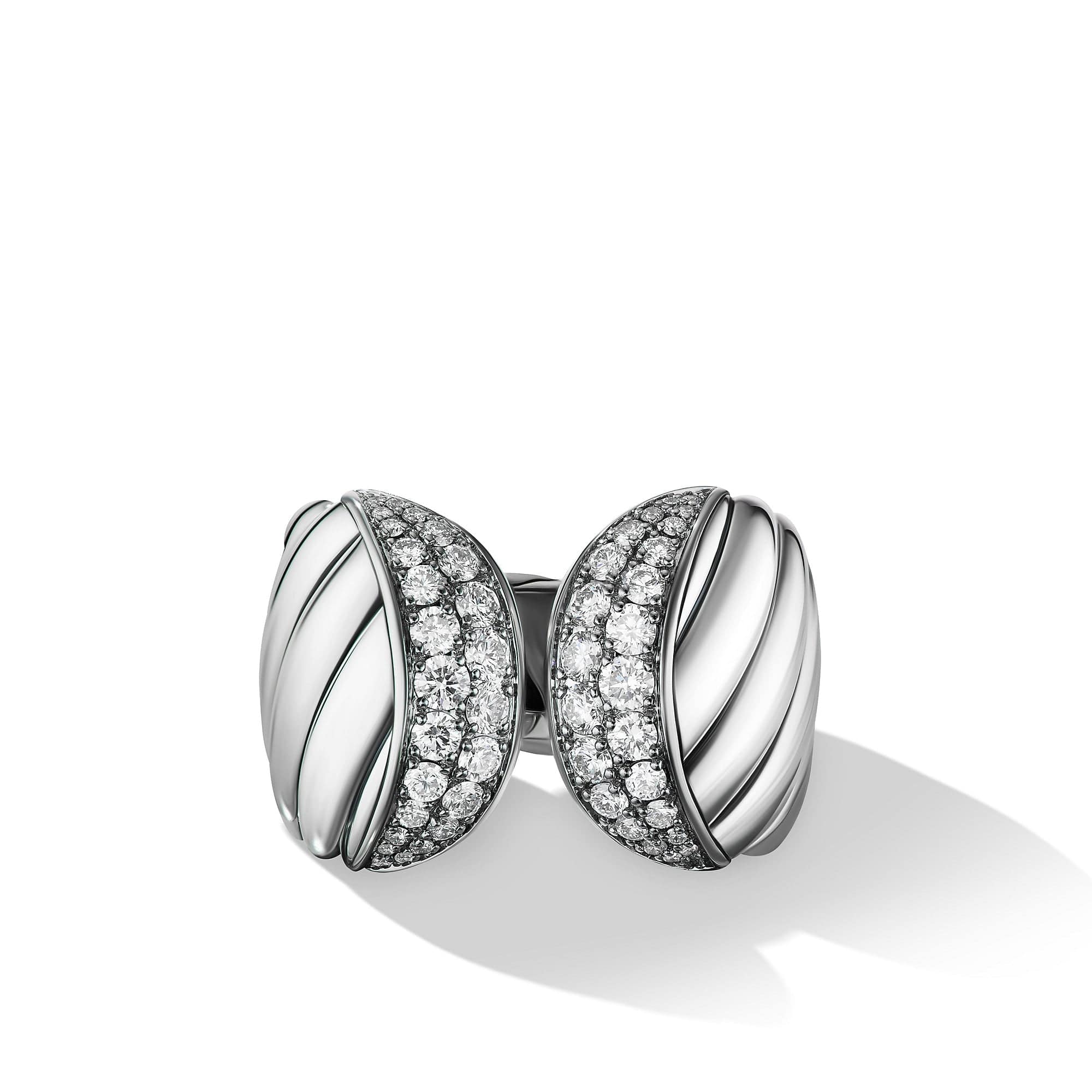 Sculpted Cable Ring with Pavé Diamonds - Image 3