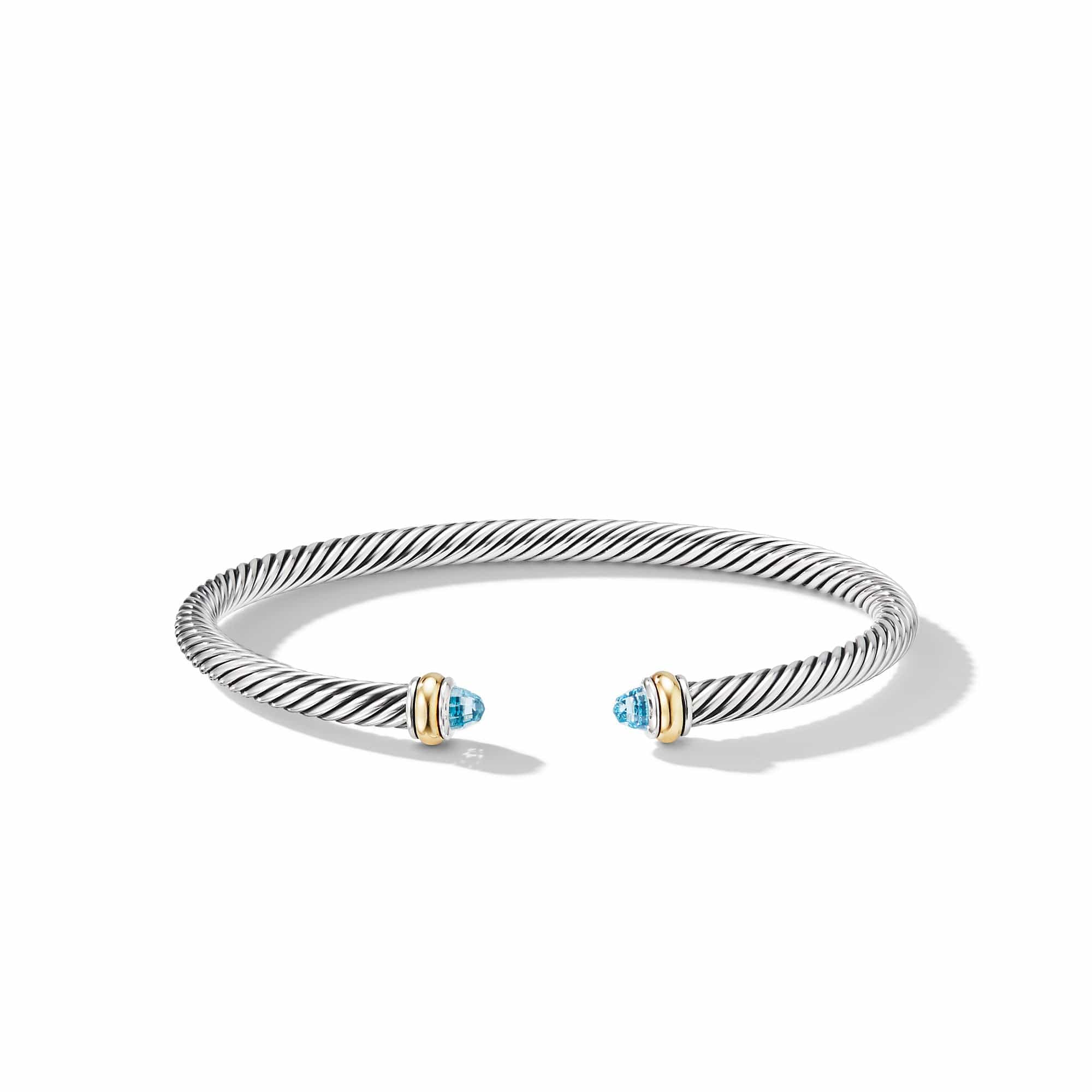 Cable Classic Bracelet with Blue Topaz and 18K Yellow Gold - Image 3