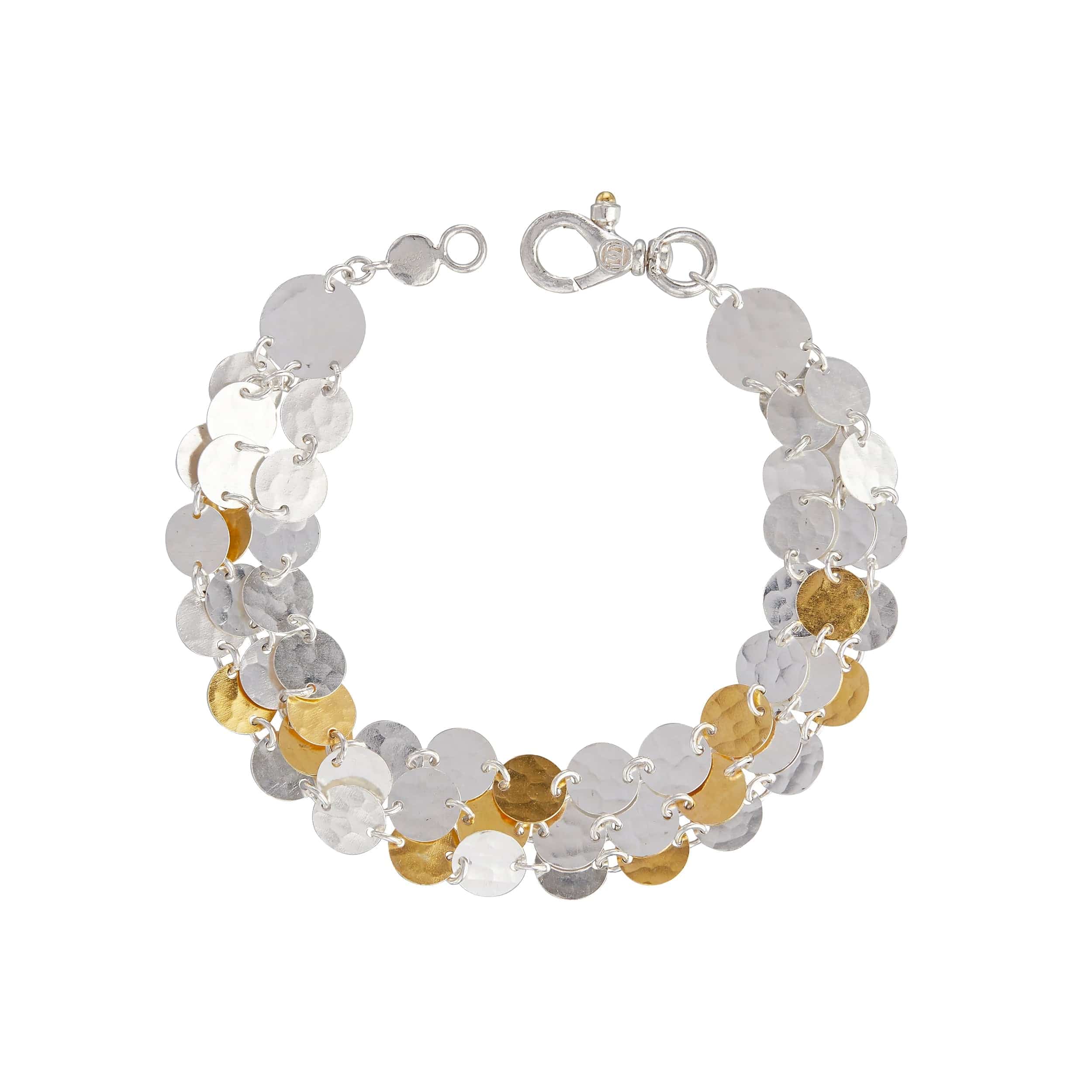 Sterling Silver and 24K Yellow Gold Triple Strand Lush Bracelet