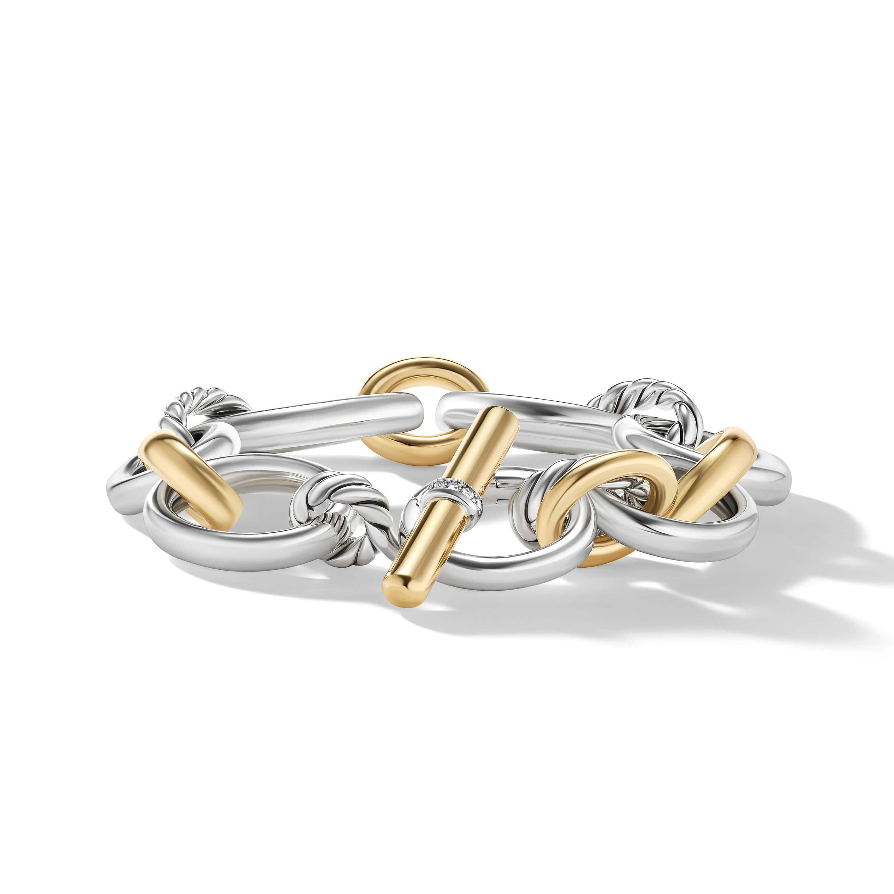 DY Mercer Bracelet in Sterling Silver with 18K Yellow Gold and Pavé Diamonds