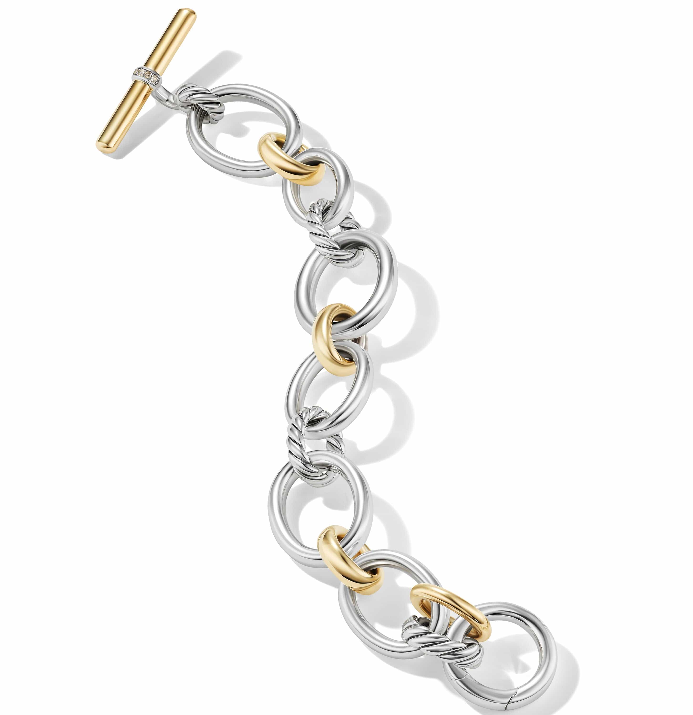 DY Mercer Bracelet in Sterling Silver with 18K Yellow Gold and Pavé Diamonds - Image 3