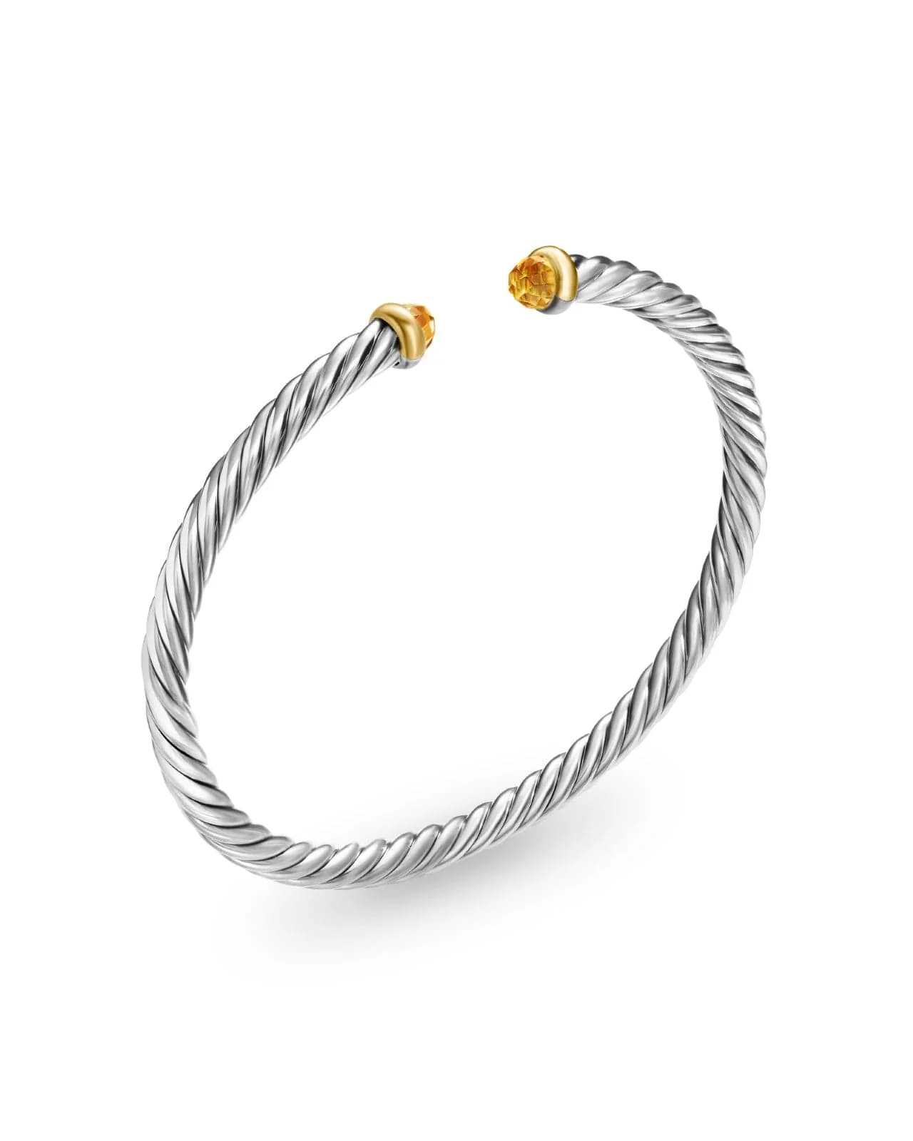 Cable Flex Bracelet in Sterling Silver with 14K Yellow Gold and Citrine, 4mm - Image 3