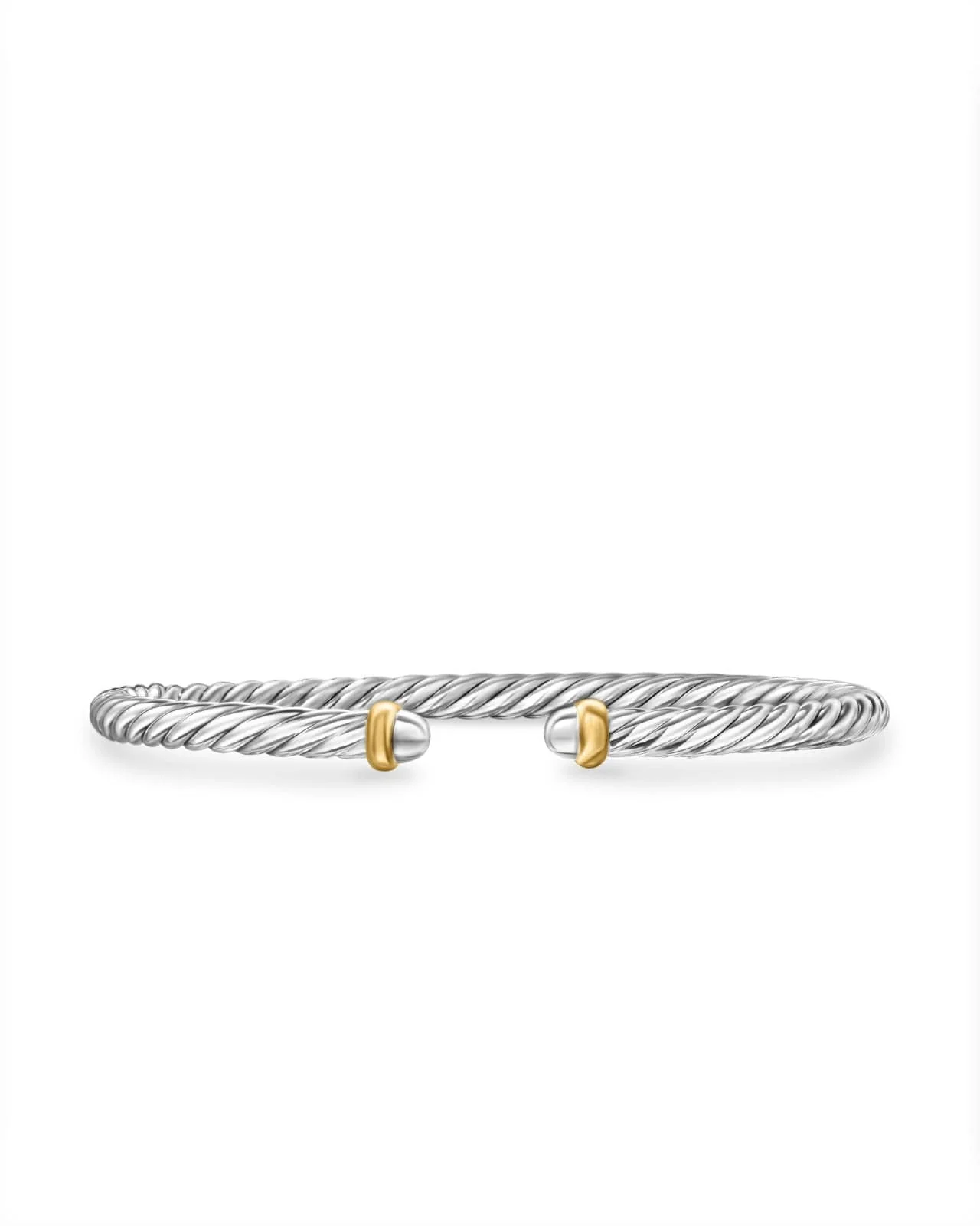 Cable Flex Bracelet in Sterling Silver with 14K Yellow Gold, 4mm - Image 2