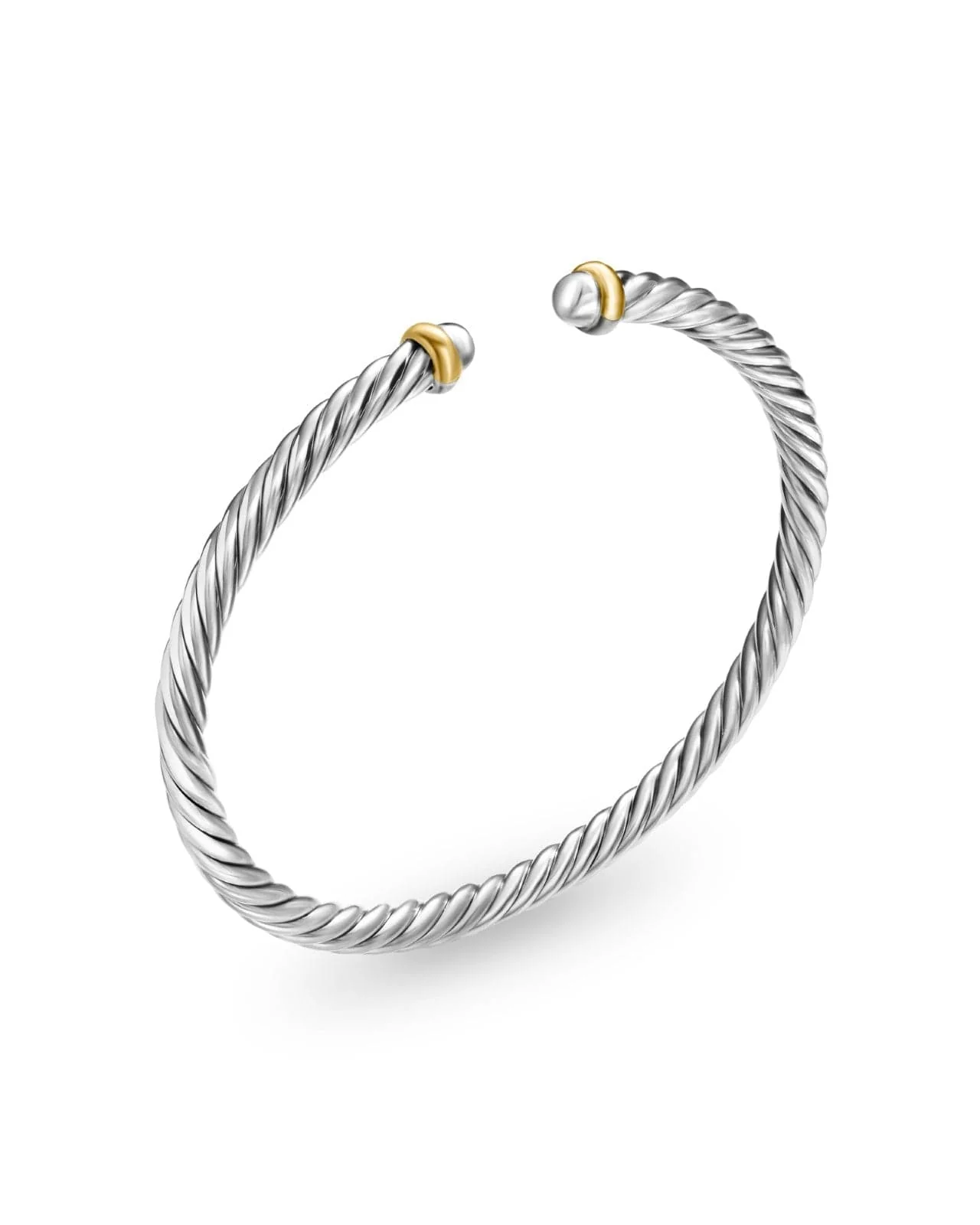 Cable Flex Bracelet in Sterling Silver with 14K Yellow Gold, 4mm - Image 3