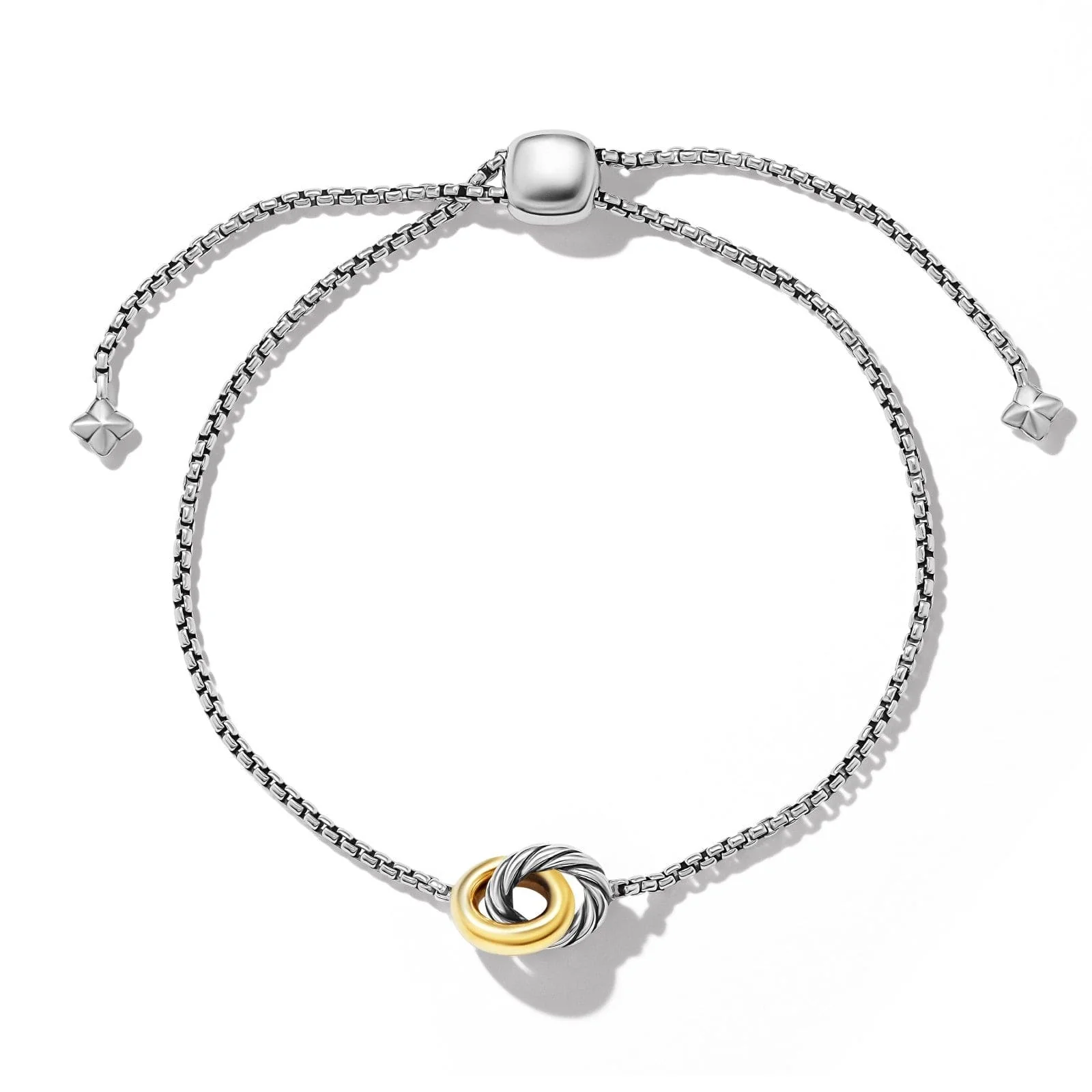 Petite Cable Linked Bracelet in Sterling Silver with 14K Yellow Gold, 15mm - Image 2
