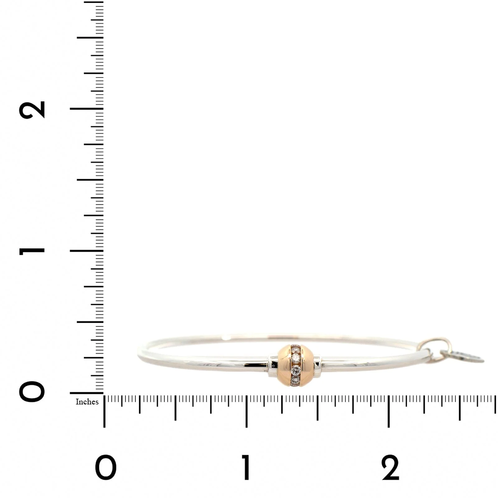 14K Yellow Gold and Sterling Silver Single Diamond Bead Cape Cod Bracelet - Image 3