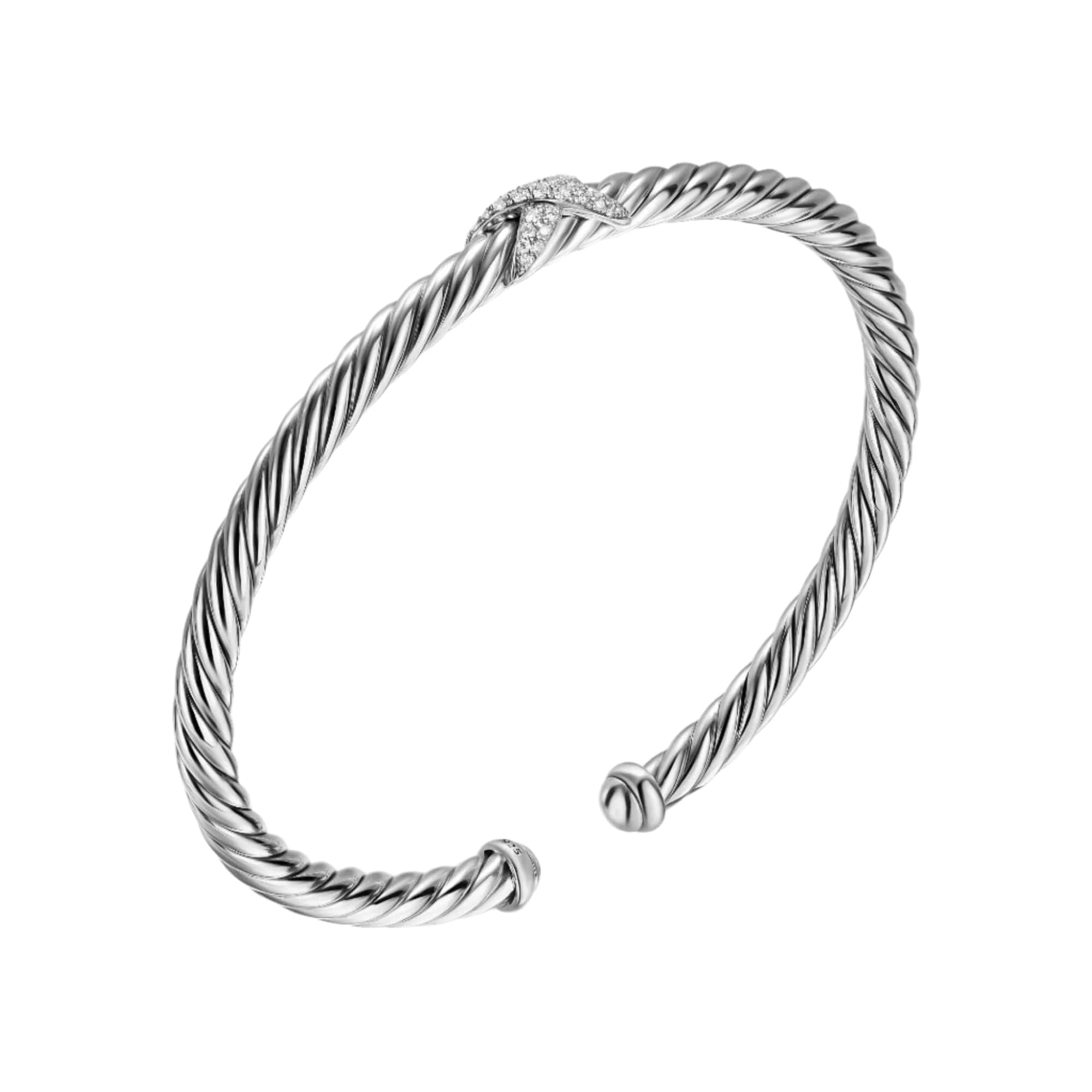 Cable Flex X Station Bracelet Sterling Silver with Diamonds, 4mm - Image 2