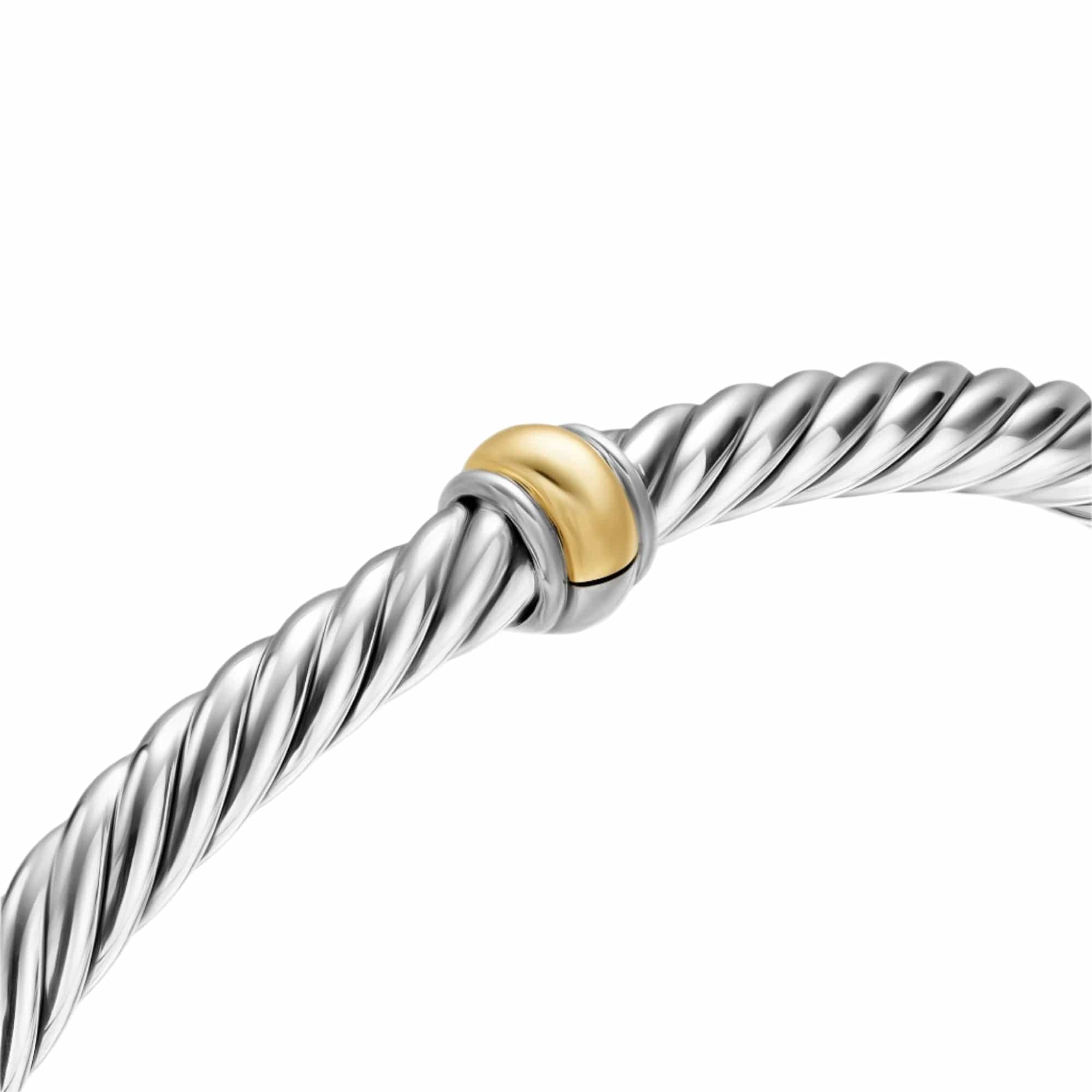 Cable Flex Station Bracelet Sterling Silver with 14K Yellow Gold, 4mm - Image 4