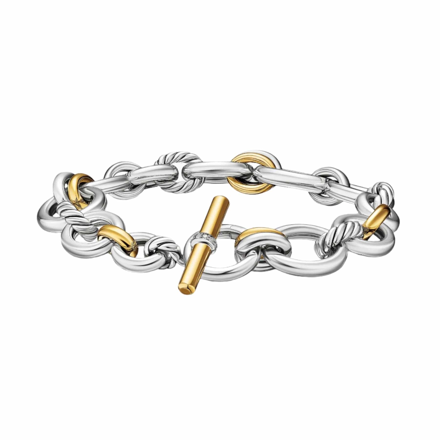 DY Mercer® Chain Bracelet Sterling Silver with 18K Yellow Gold and Diamonds, 8mm