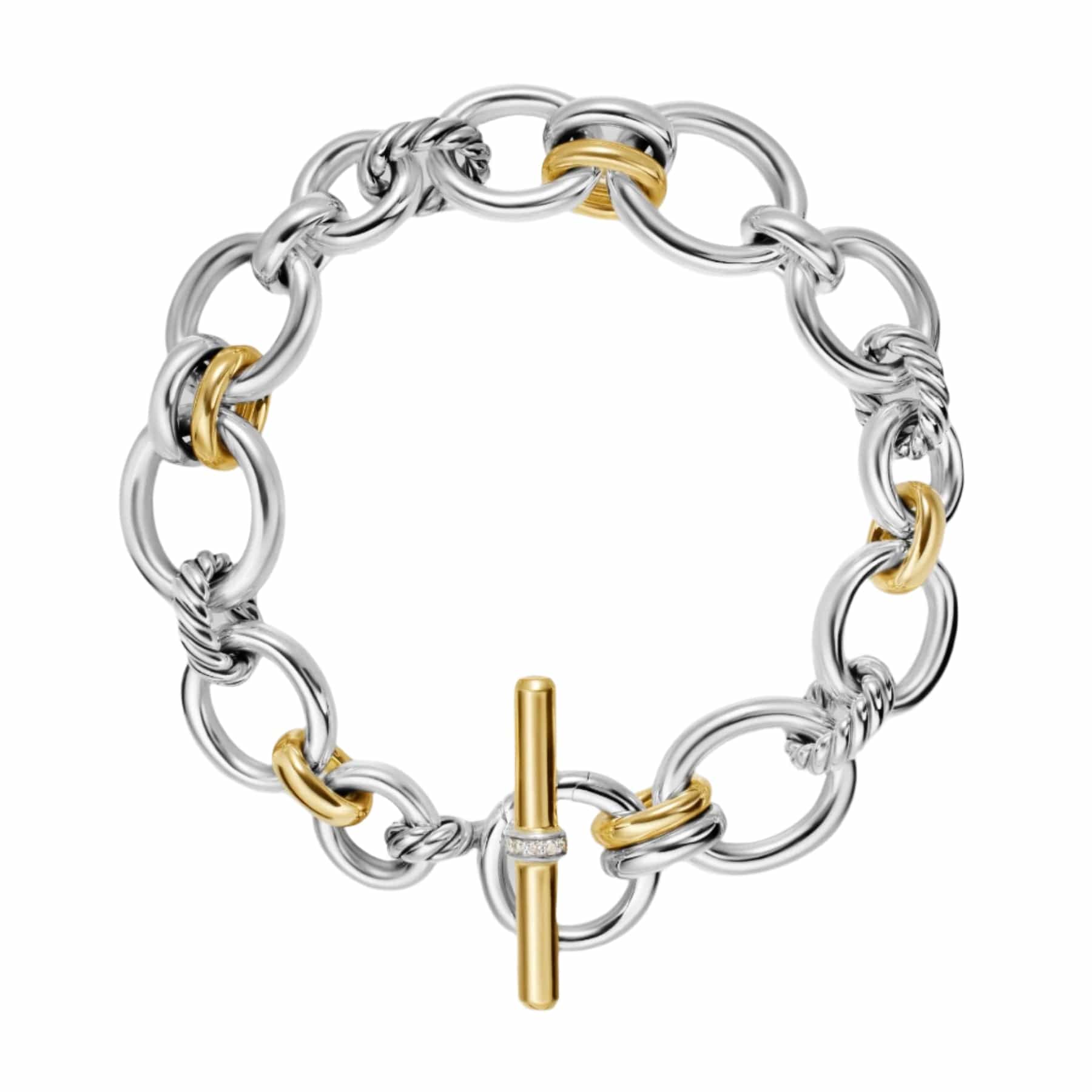 DY Mercer® Chain Bracelet Sterling Silver with 18K Yellow Gold and Diamonds, 8mm - Image 3