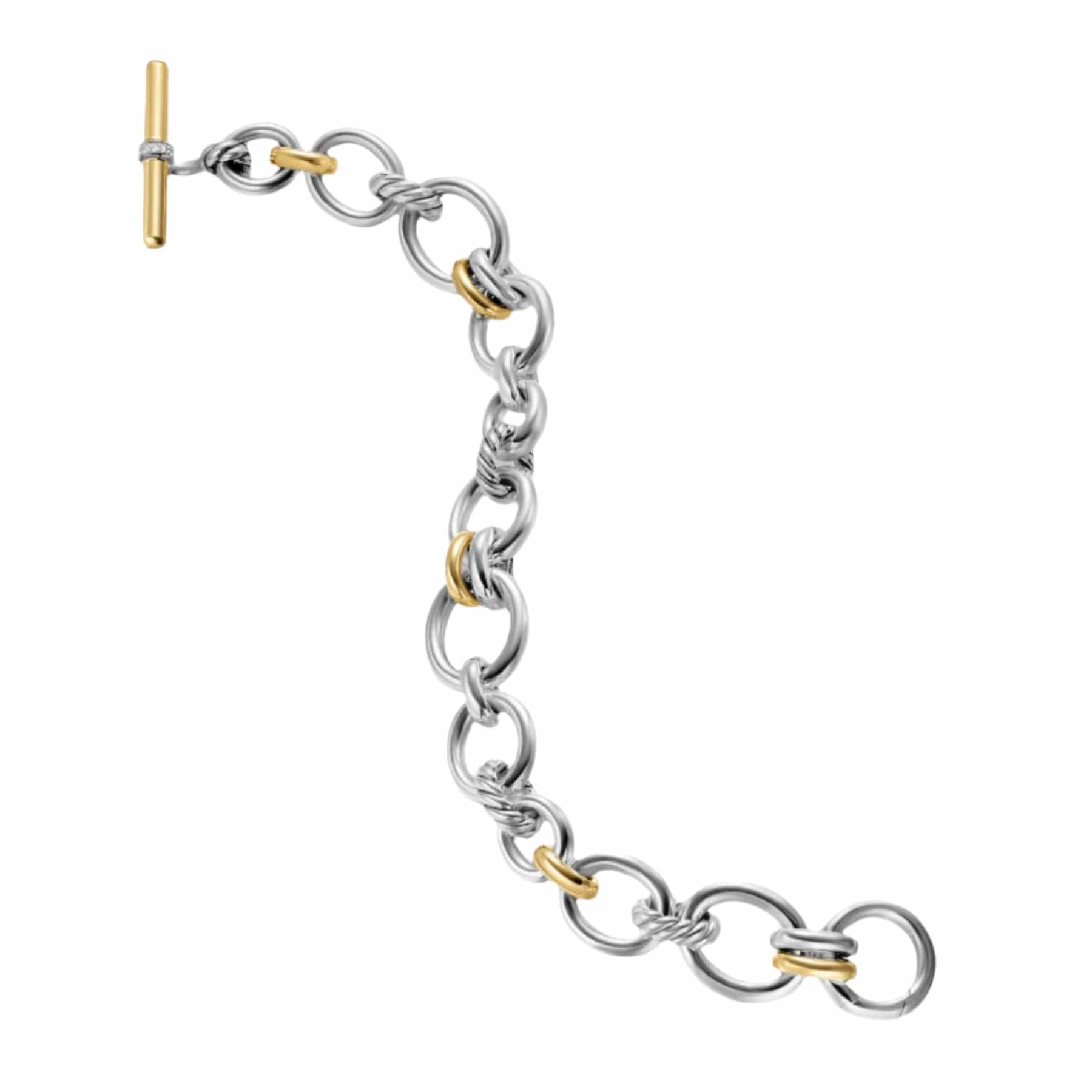 DY Mercer® Chain Bracelet Sterling Silver with 18K Yellow Gold and Diamonds, 8mm - Image 4