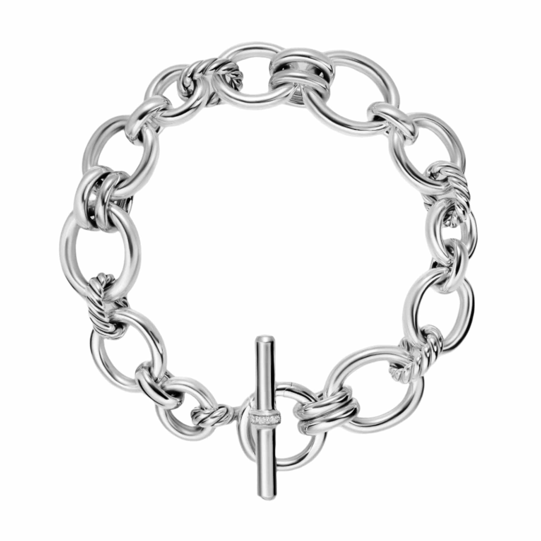 DY Mercer® Chain Bracelet Sterling Silver with Diamonds, 8mm - Image 3