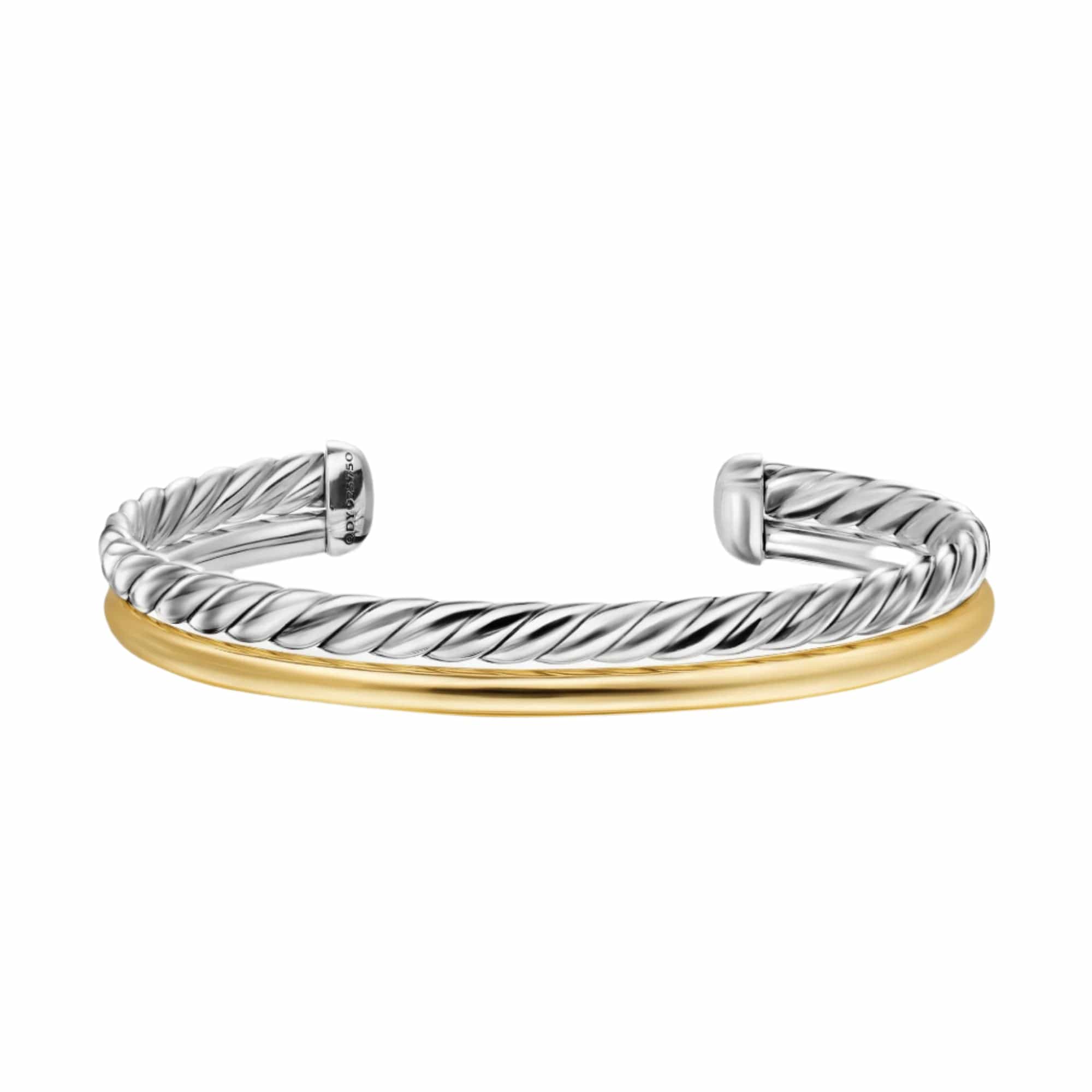DY Mercer® Two Row Cuff Bracelet Sterling Silver with 18K Yellow Gold, 8mm - Image 4