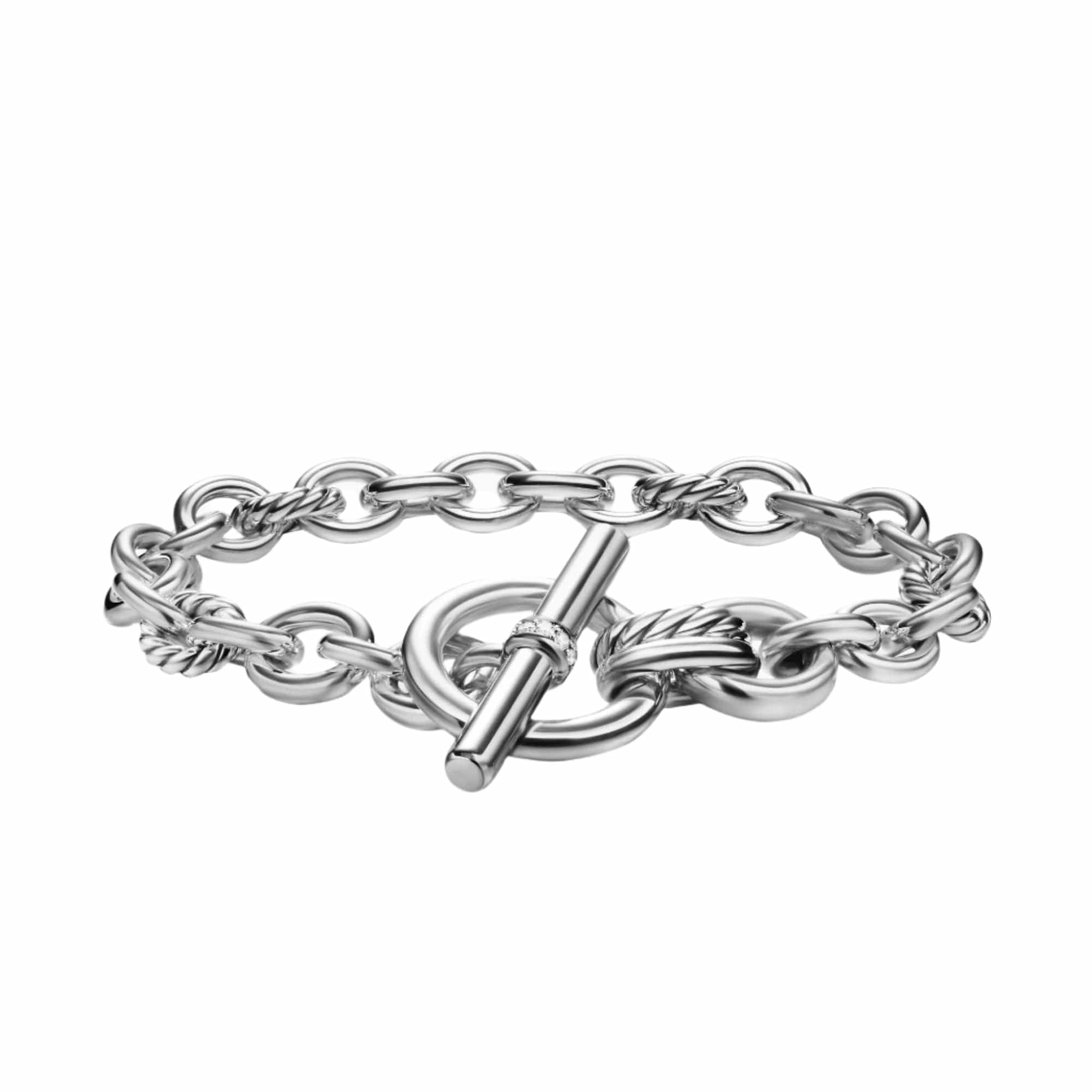 DY Mercer® Toggle Chain Bracelet Sterling Silver with Diamonds, 8mm
