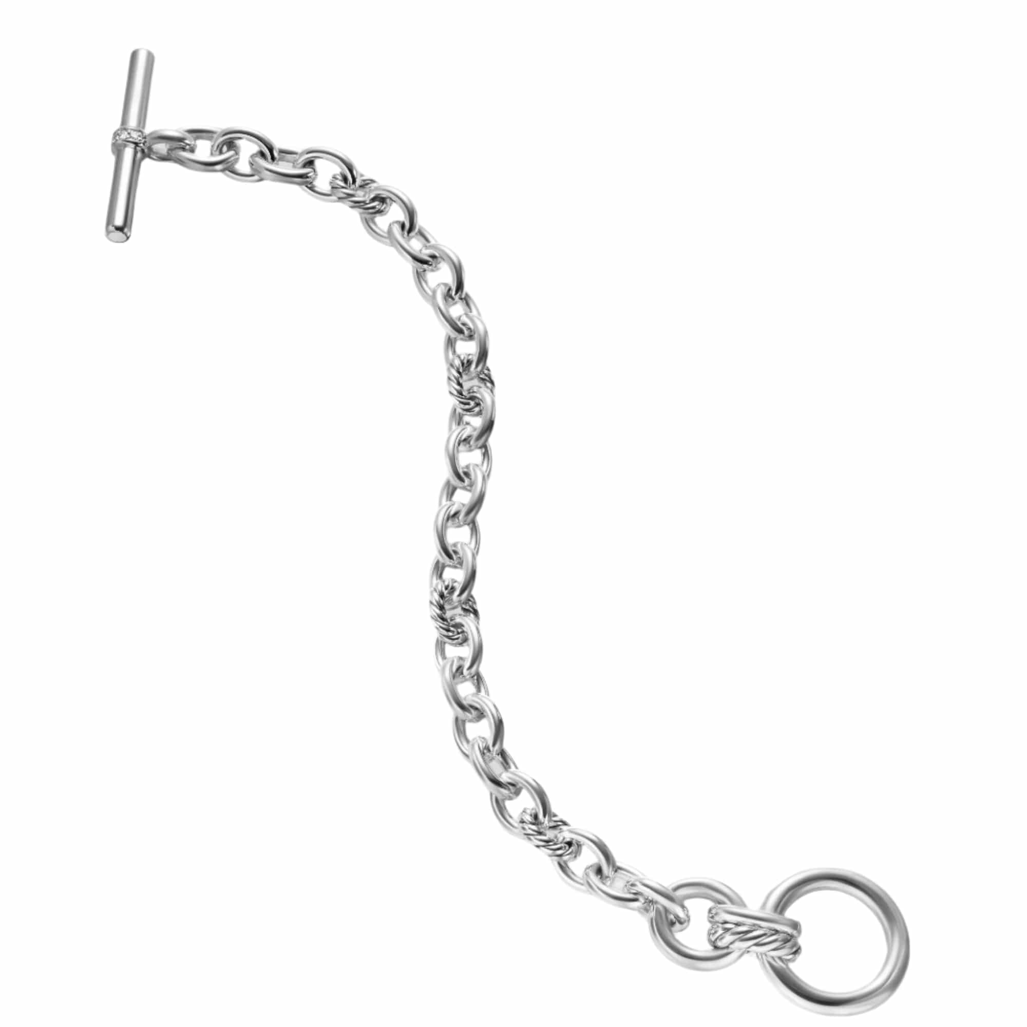 DY Mercer® Toggle Chain Bracelet Sterling Silver with Diamonds, 8mm - Image 3