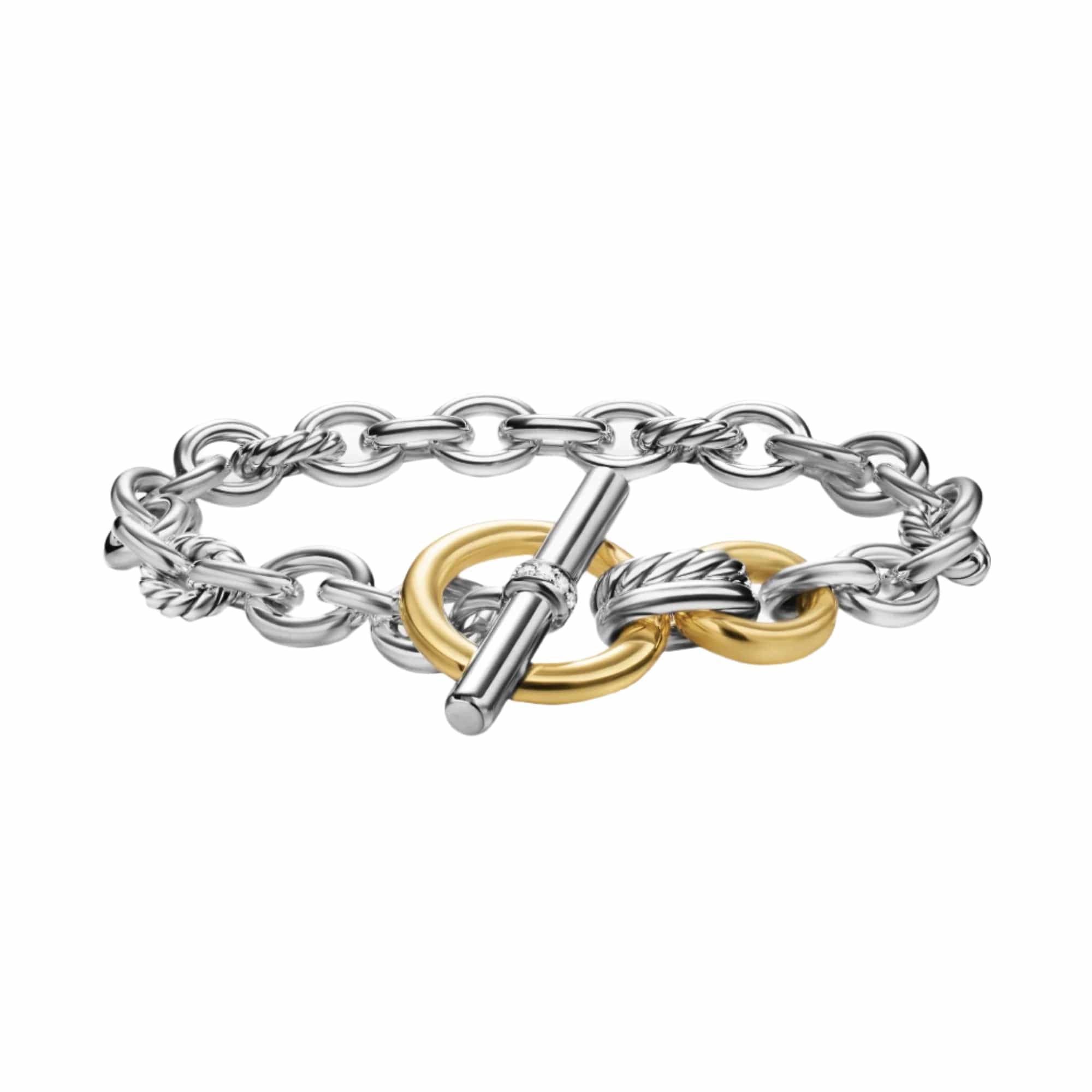 DY Mercer® Toggle Chain Bracelet Sterling Silver with 18K Yellow Gold and Diamonds, 8mm