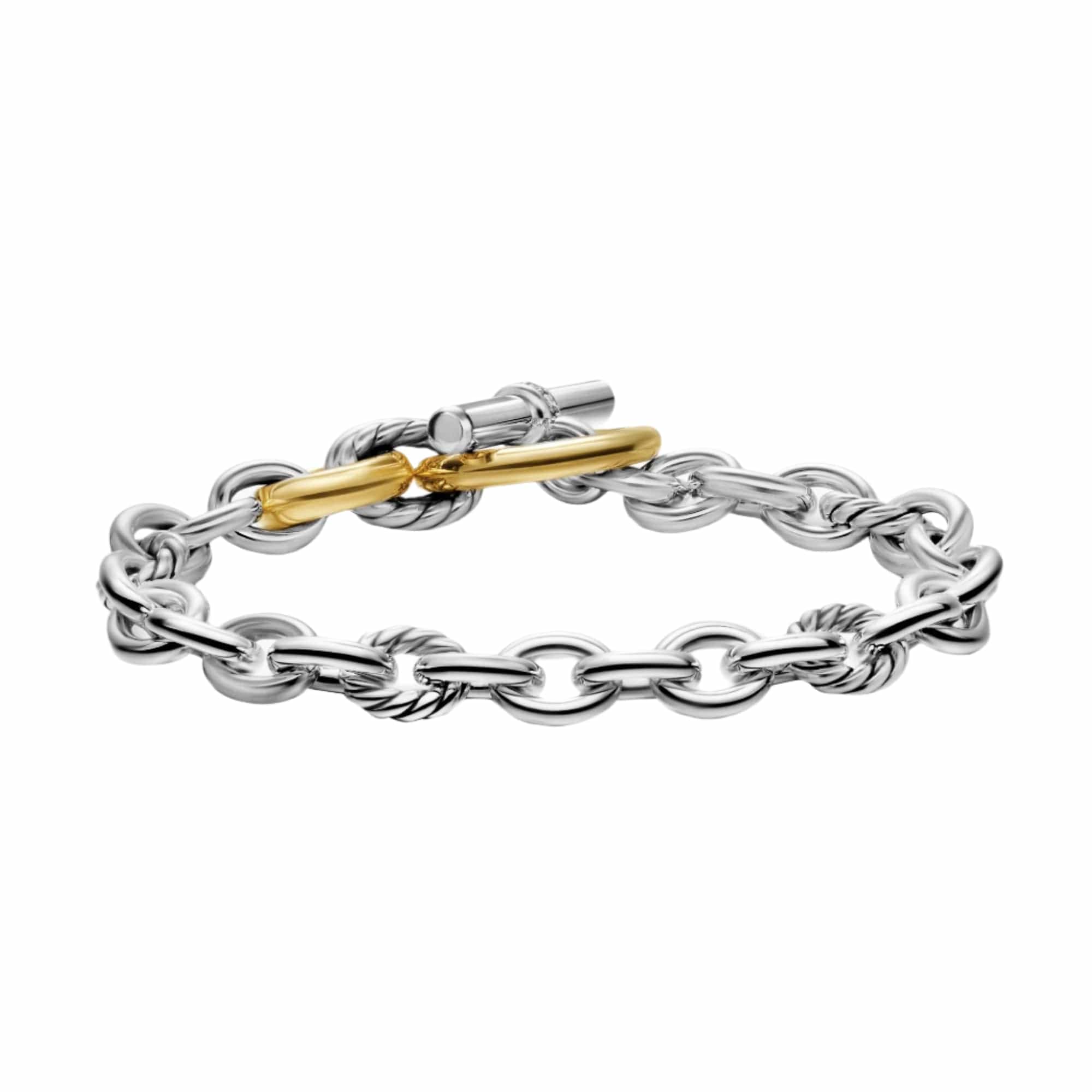 DY Mercer® Toggle Chain Bracelet Sterling Silver with 18K Yellow Gold and Diamonds, 8mm - Image 4