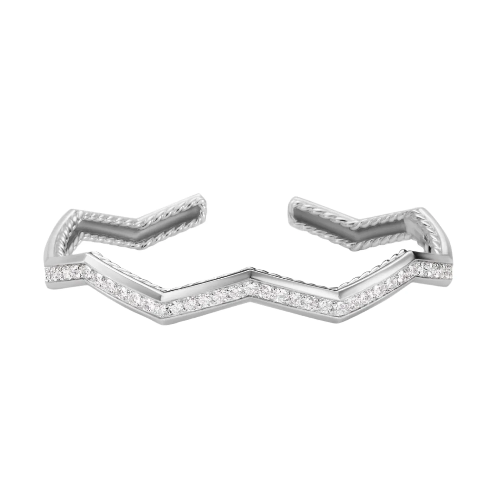 Zig Zag Stax™ Cuff Bracelet in Sterling Silver with Diamonds, 5mm