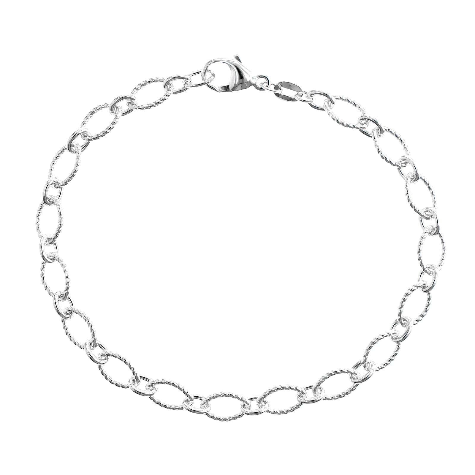 Sterling Silver Oval Textured Chain Link Bracelet