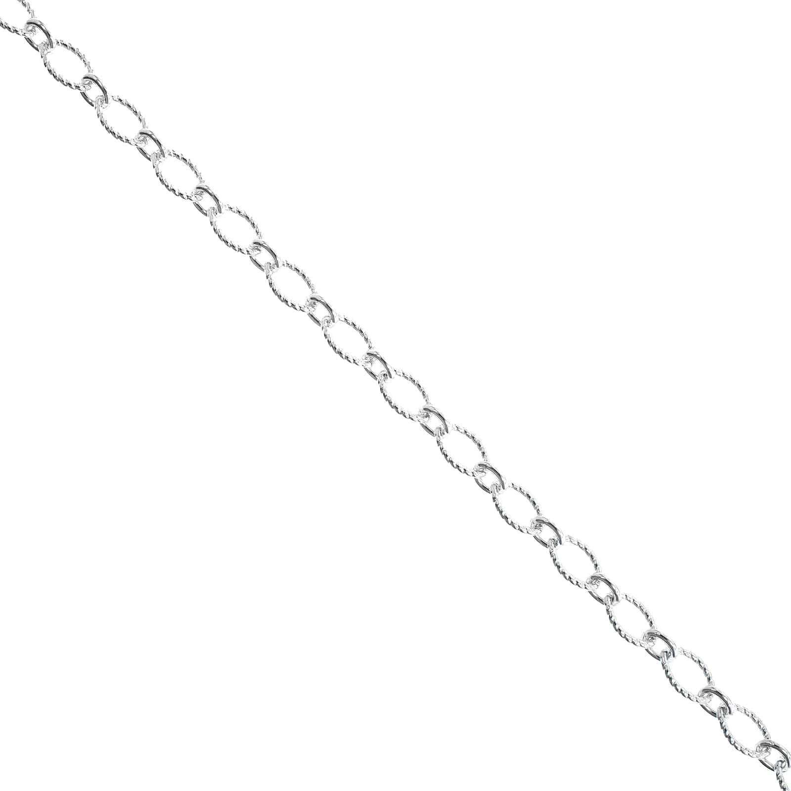 Sterling Silver Oval Textured Chain Link Bracelet - Image 2