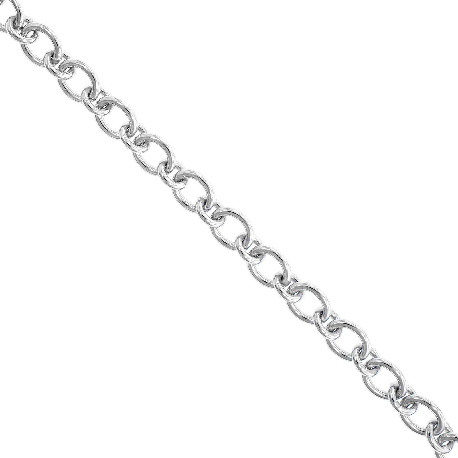 Sterling Silver Solid Oval Chain Link Bracelet - Image 2