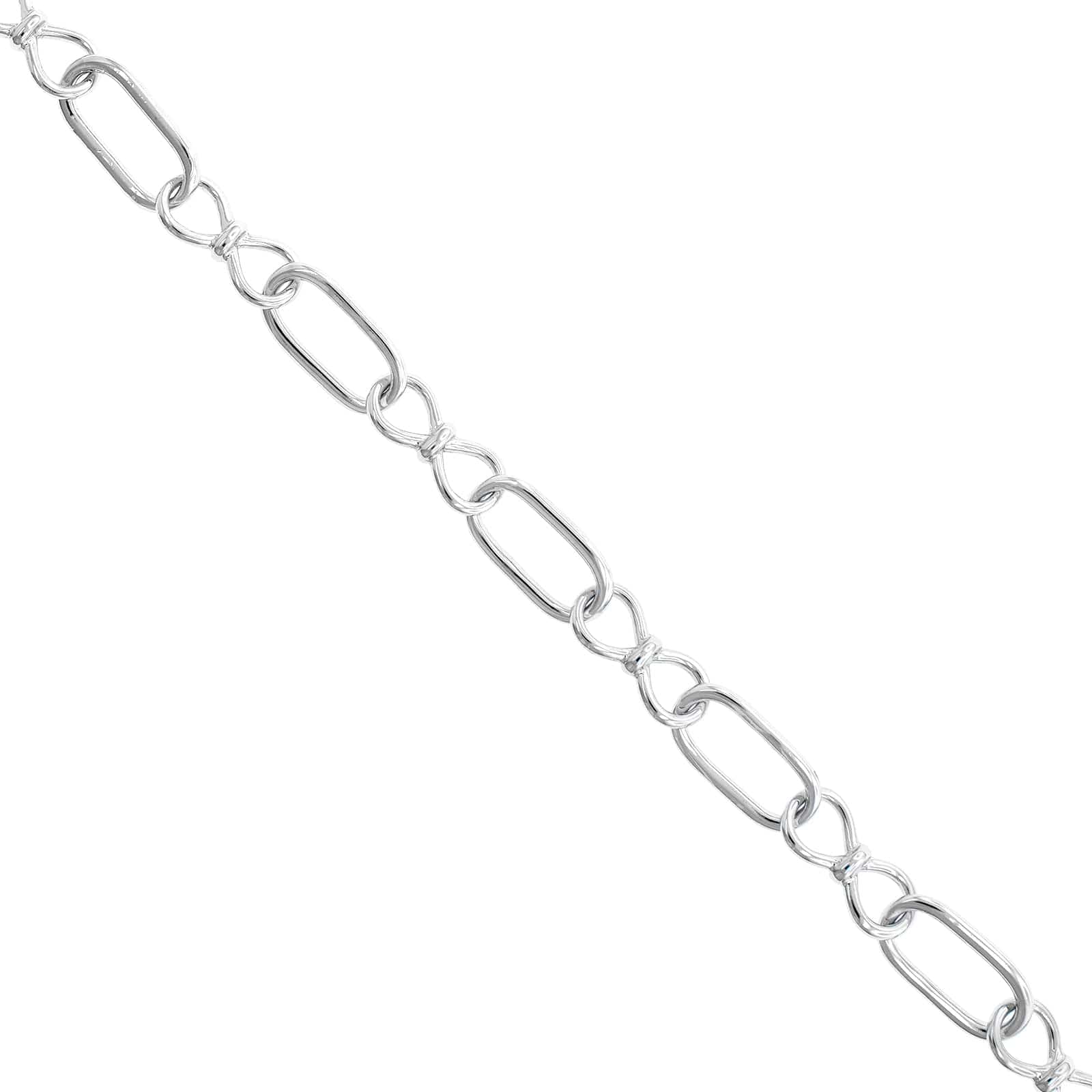 Sterling Silver Open Alternating Oval and Figure Eight Chain Link Bracelet - Image 2