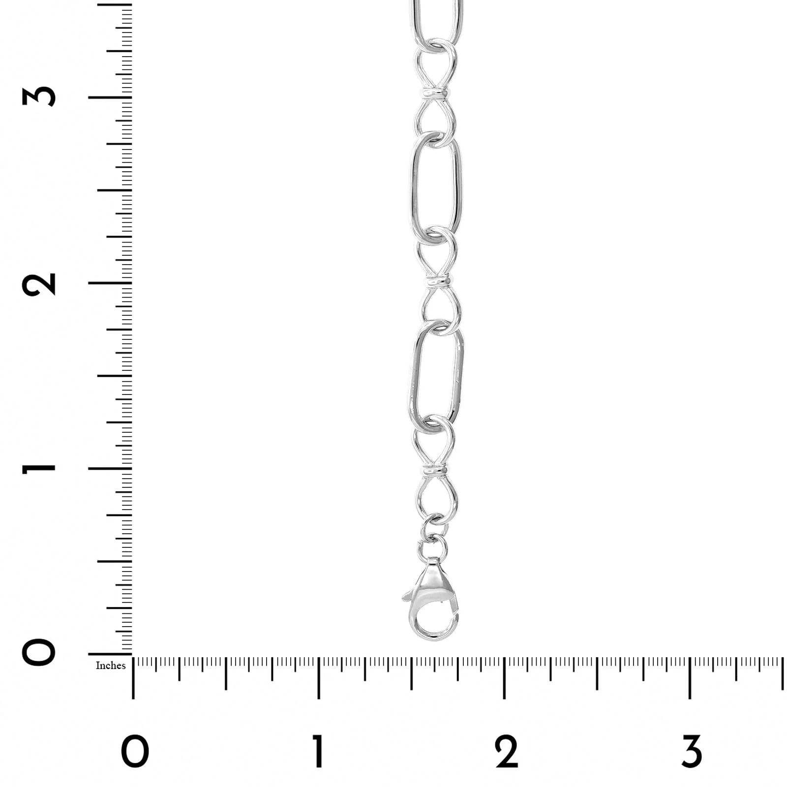 Sterling Silver Open Alternating Oval and Figure Eight Chain Link Bracelet - Image 3