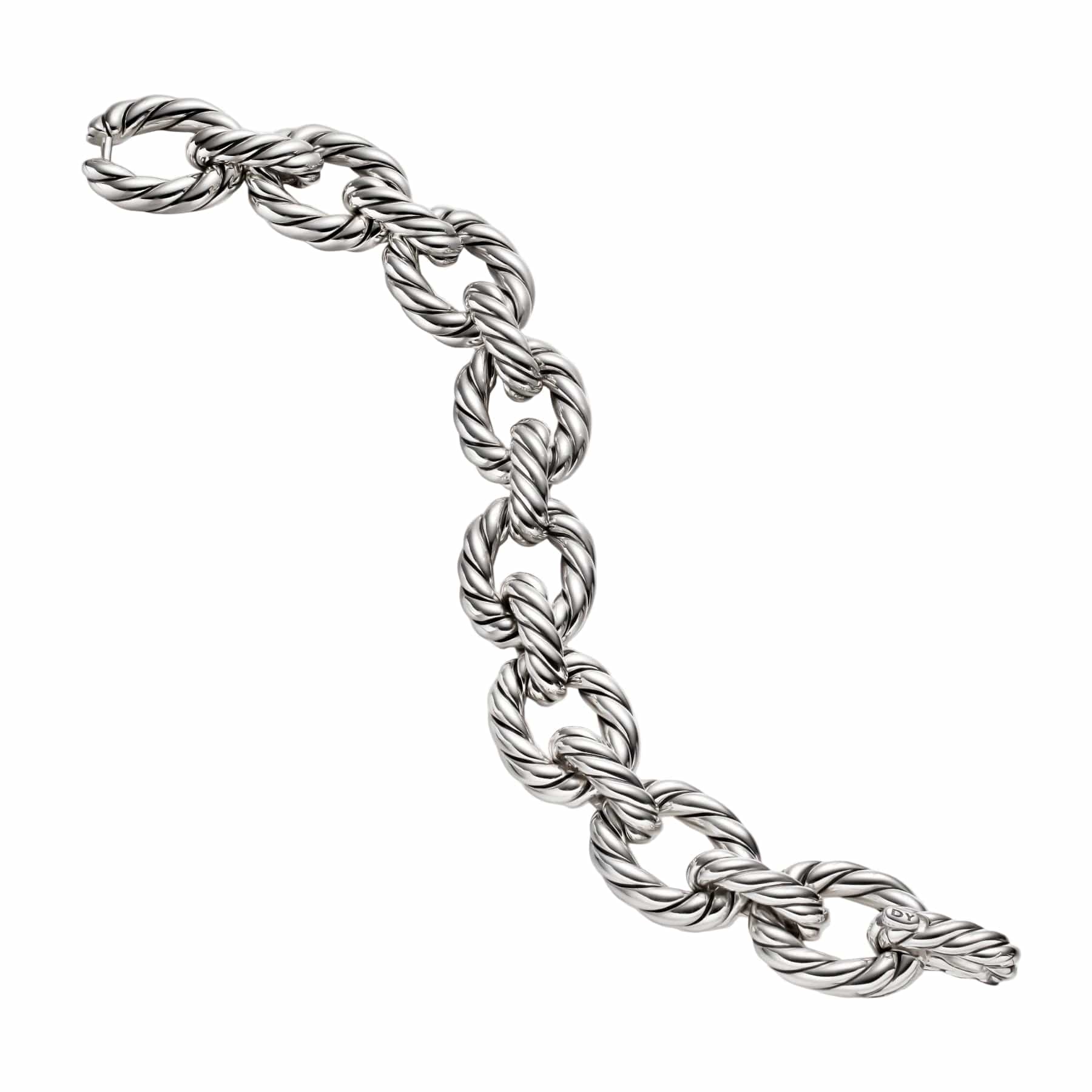 Sculpted Cable Oval Link Bracelet Sterling Silver, 18mm - Image 4