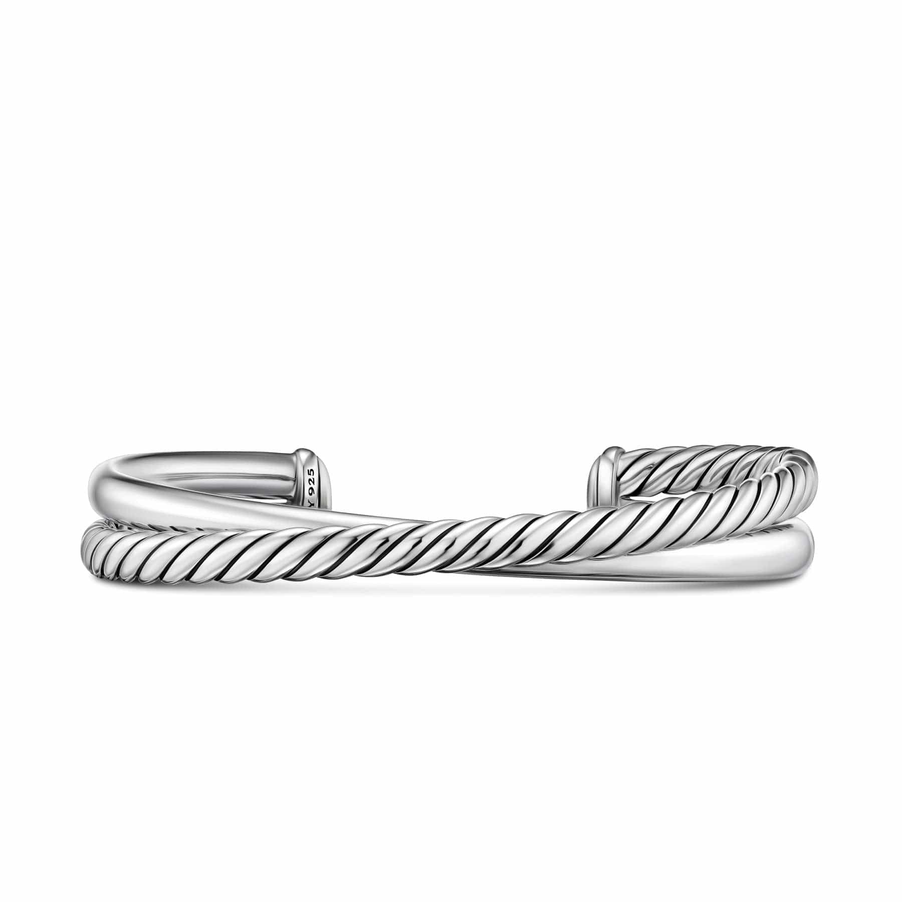 Crossover Two Row Cuff Bracelet Sterling Silver, 10.7mm