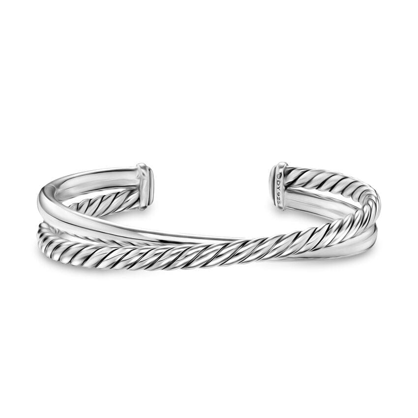 Crossover Two Row Cuff Bracelet Sterling Silver, 10.7mm - Image 3