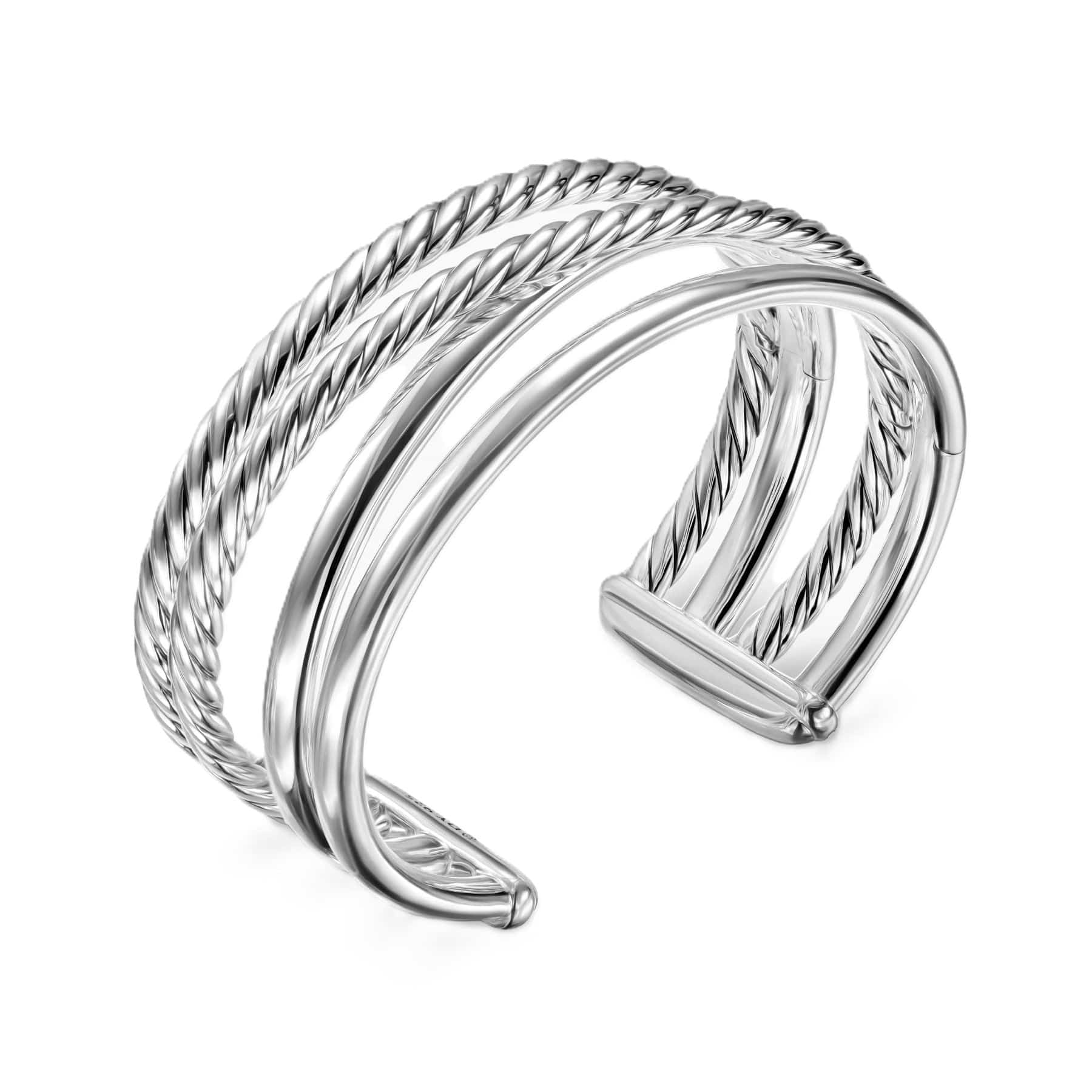 Bold Crossover Multi Row Cuff Bracelet Sterling Silver, 24.4mm - Image 2