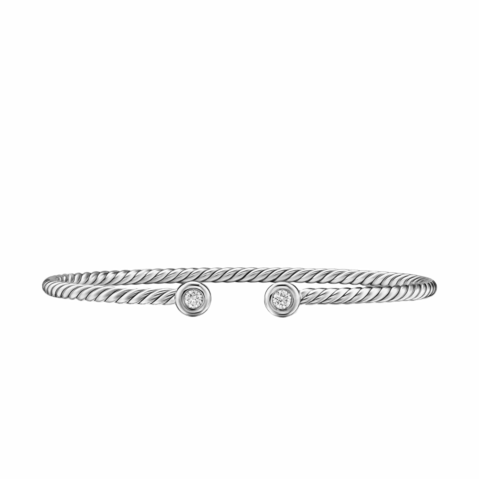 Micro Cable Flex® Round Bracelet Sterling Silver with Diamonds, 2.6mm - Image 2