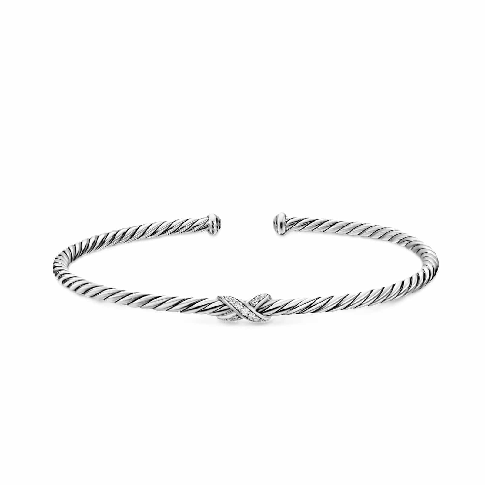 Micro Cable Flex® X Bracelet Sterling Silver with Diamonds, 2.6mm