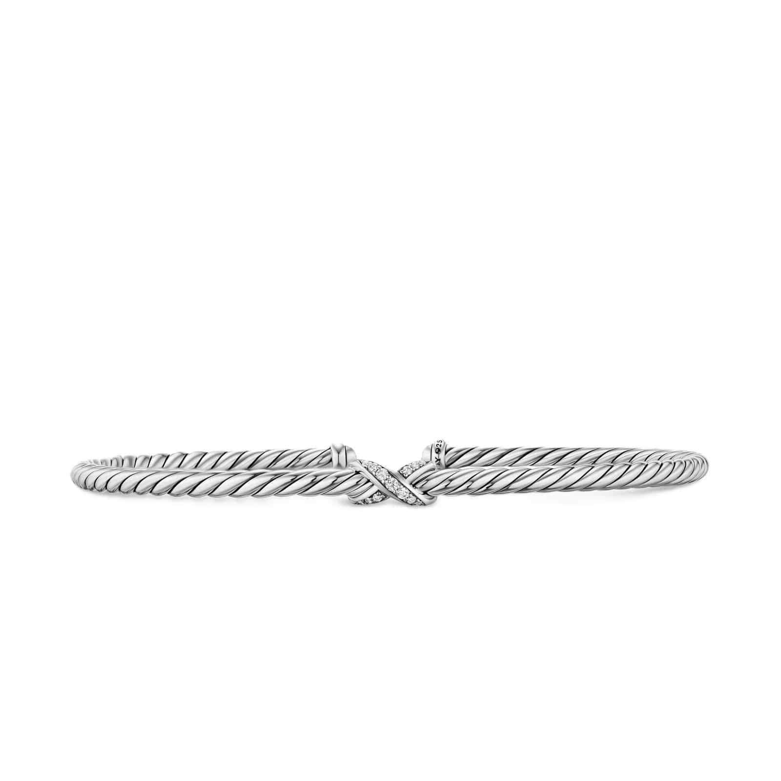 Micro Cable Flex® X Bracelet Sterling Silver with Diamonds, 2.6mm - Image 2