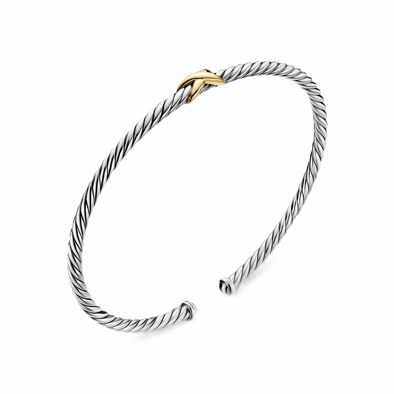 Micro Cable Flex® X Bracelet Sterling Silver with 14K Yellow Gold, 2.6mm - Image 3