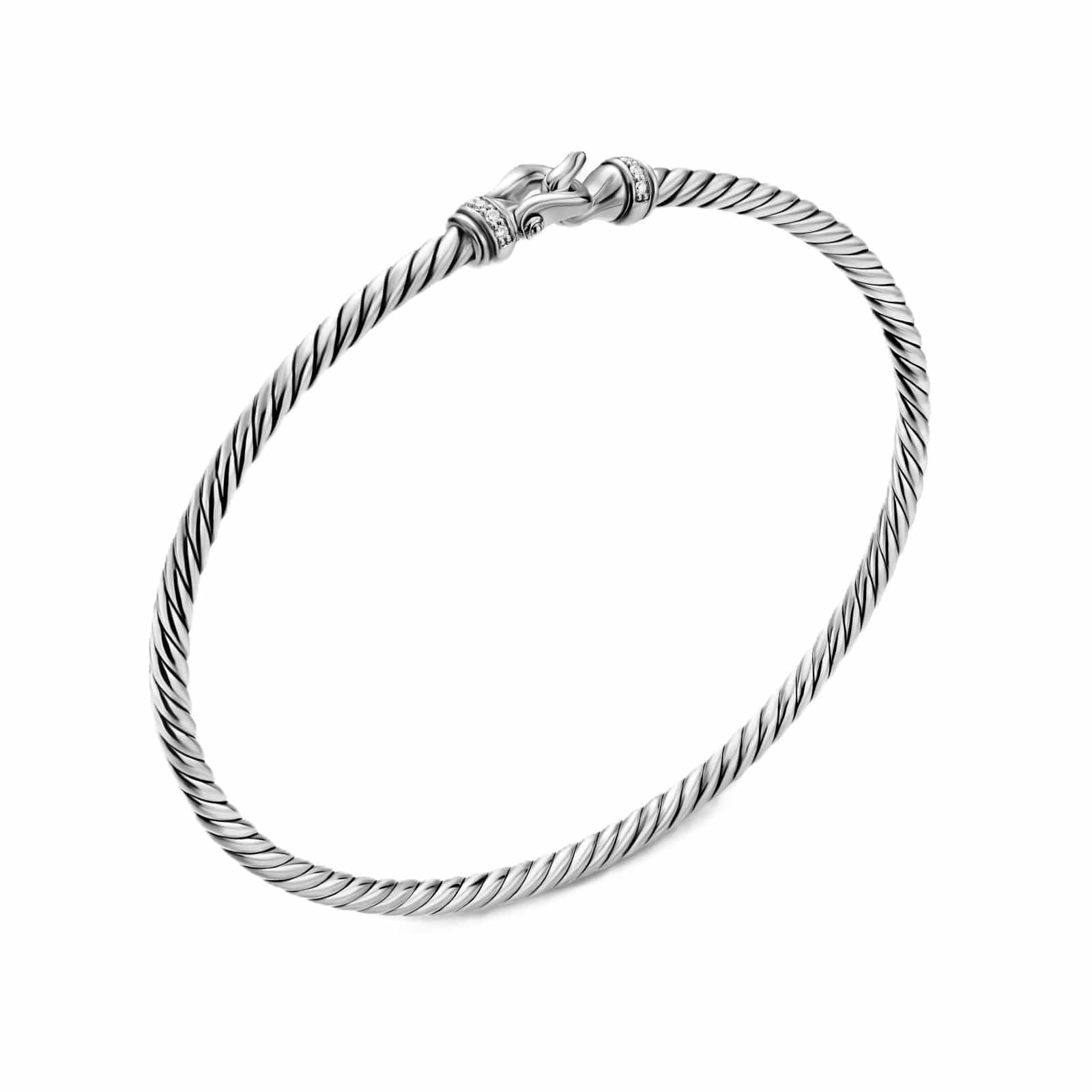 Micro Cable Flex® Buckle Bracelet Sterling Silver with Diamonds, 2.6mm - Image 3