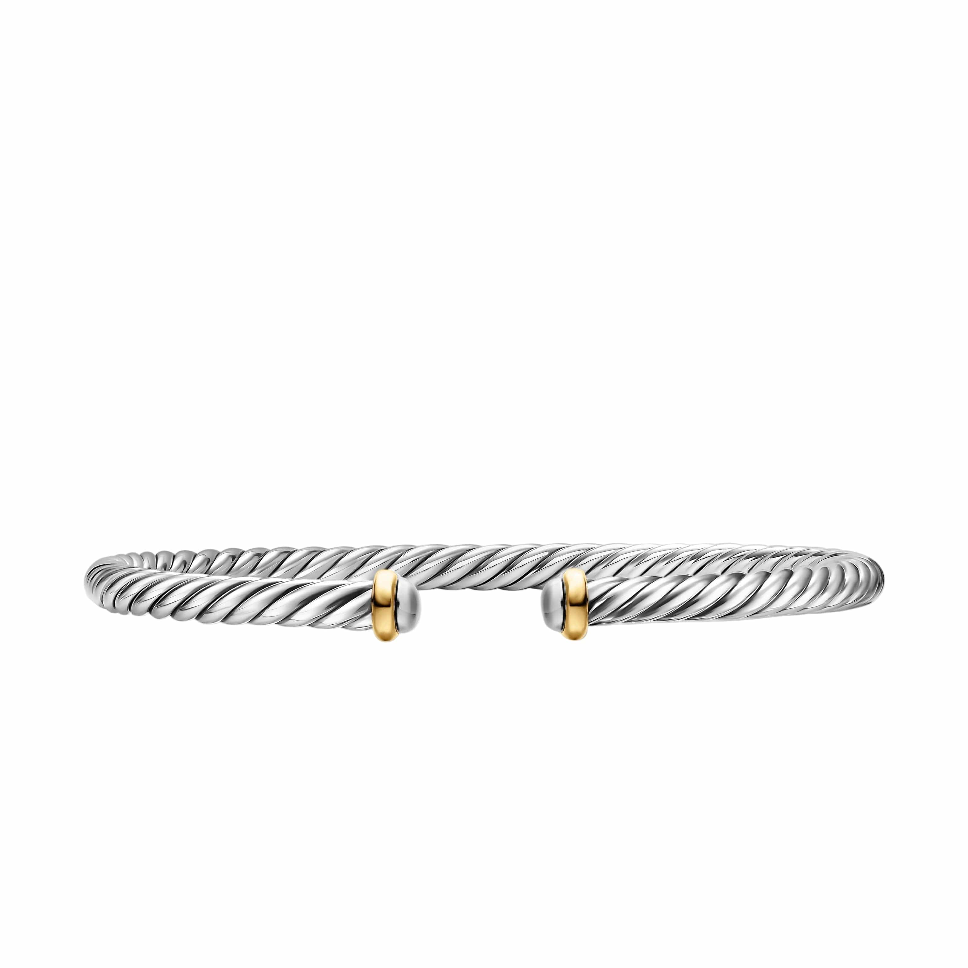 Cable Flex® Bracelet Sterling Silver with 14K Yellow Gold, 4mm