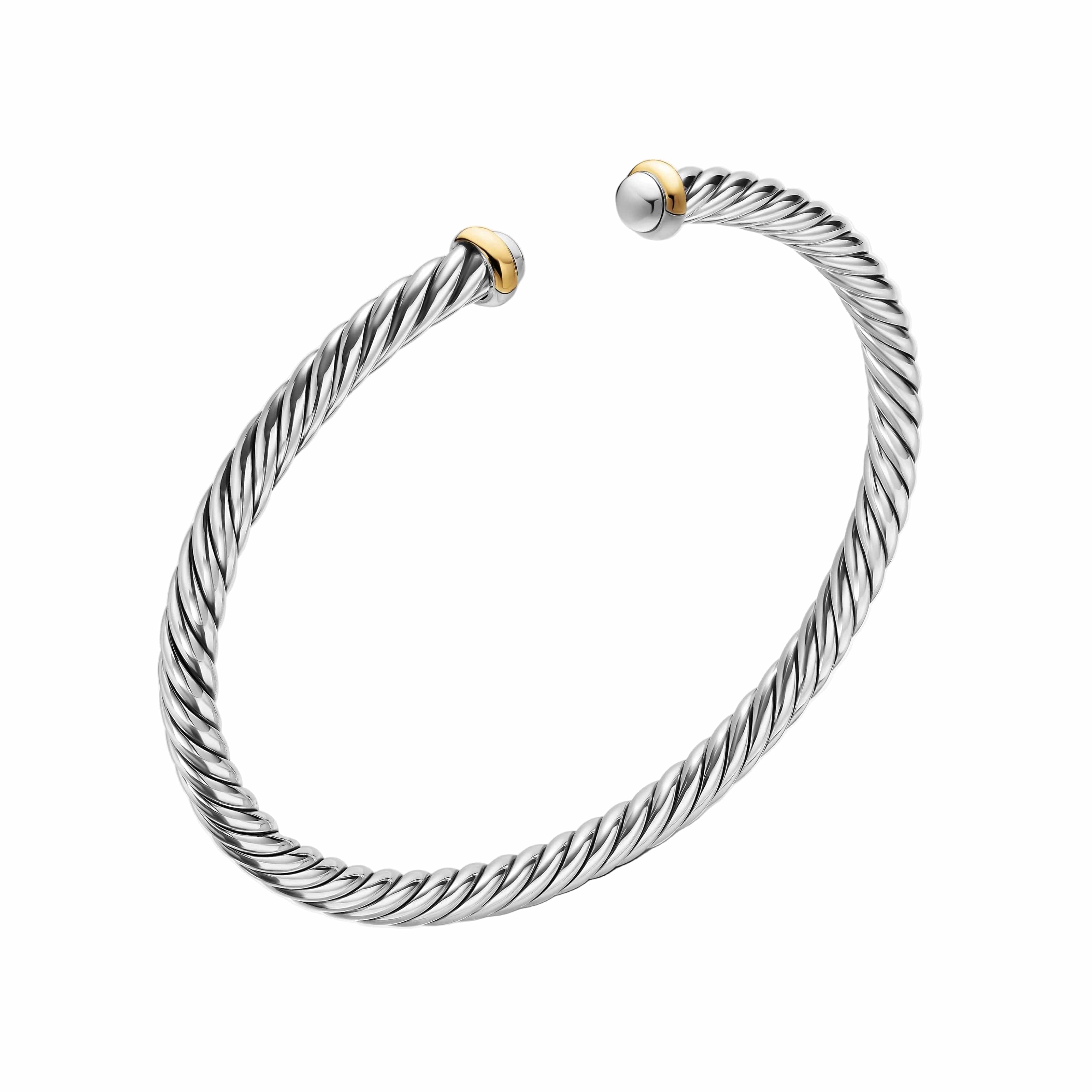 Cable Flex® Bracelet Sterling Silver with 14K Yellow Gold, 4mm - Image 2