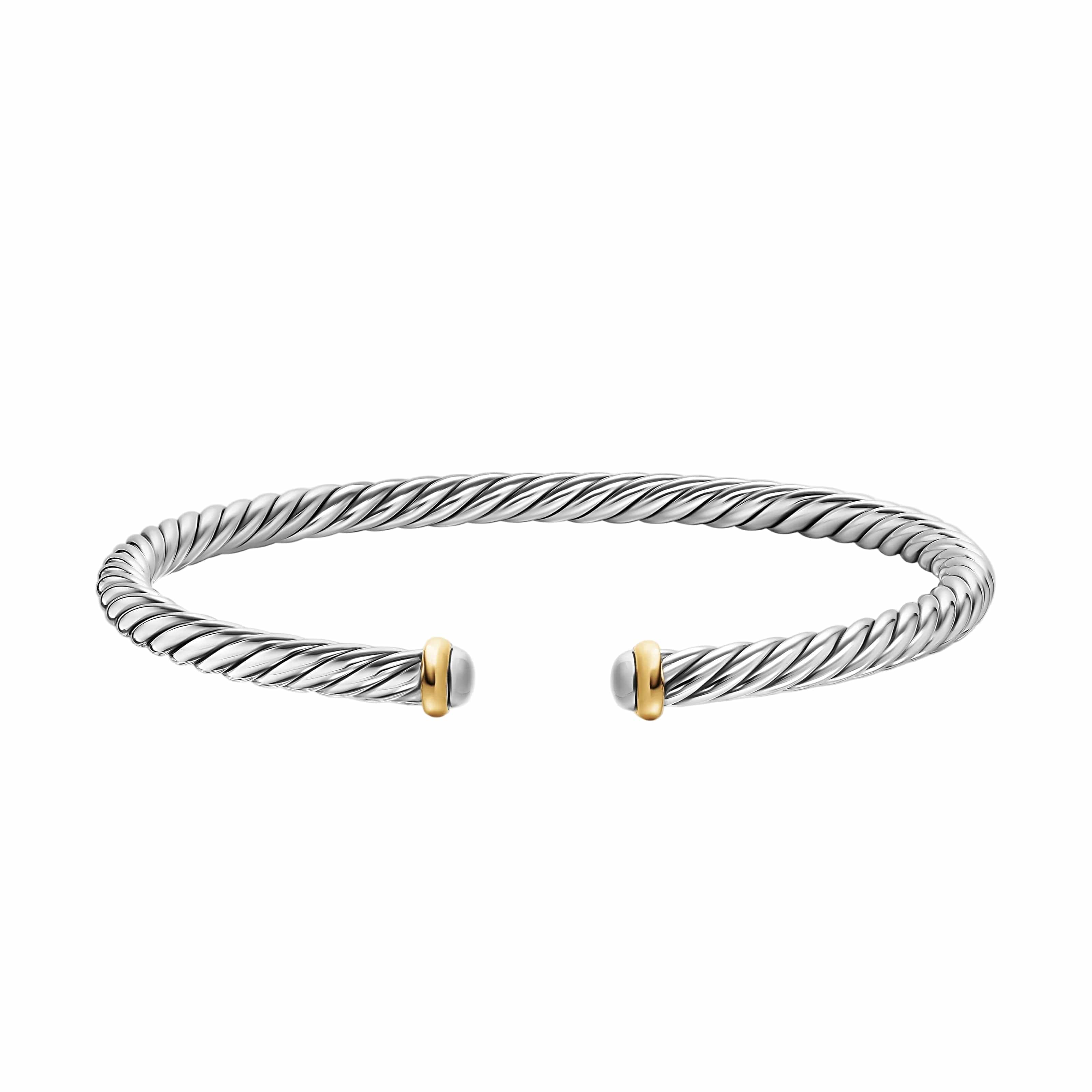 Cable Flex® Bracelet Sterling Silver with 14K Yellow Gold, 4mm - Image 3