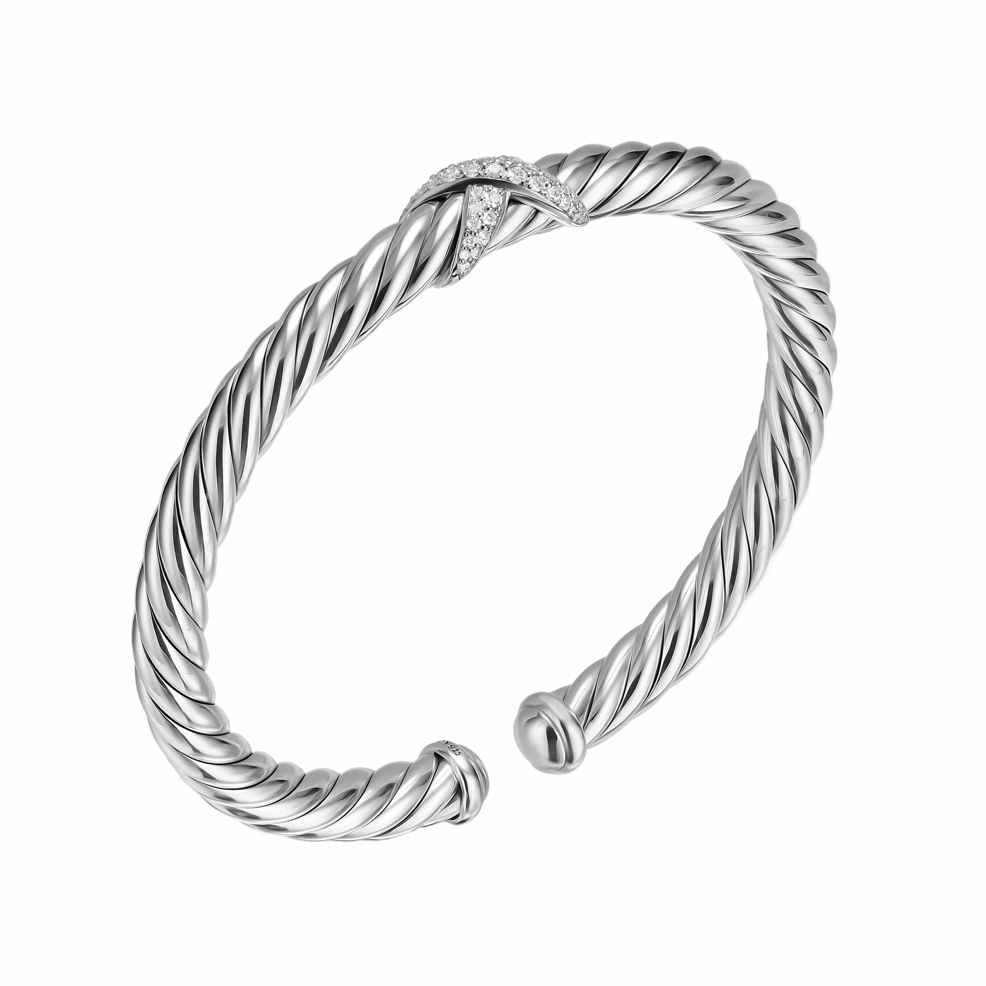 Cable Flex® X Bracelet Sterling Silver with Diamonds, 6mm - Image 2