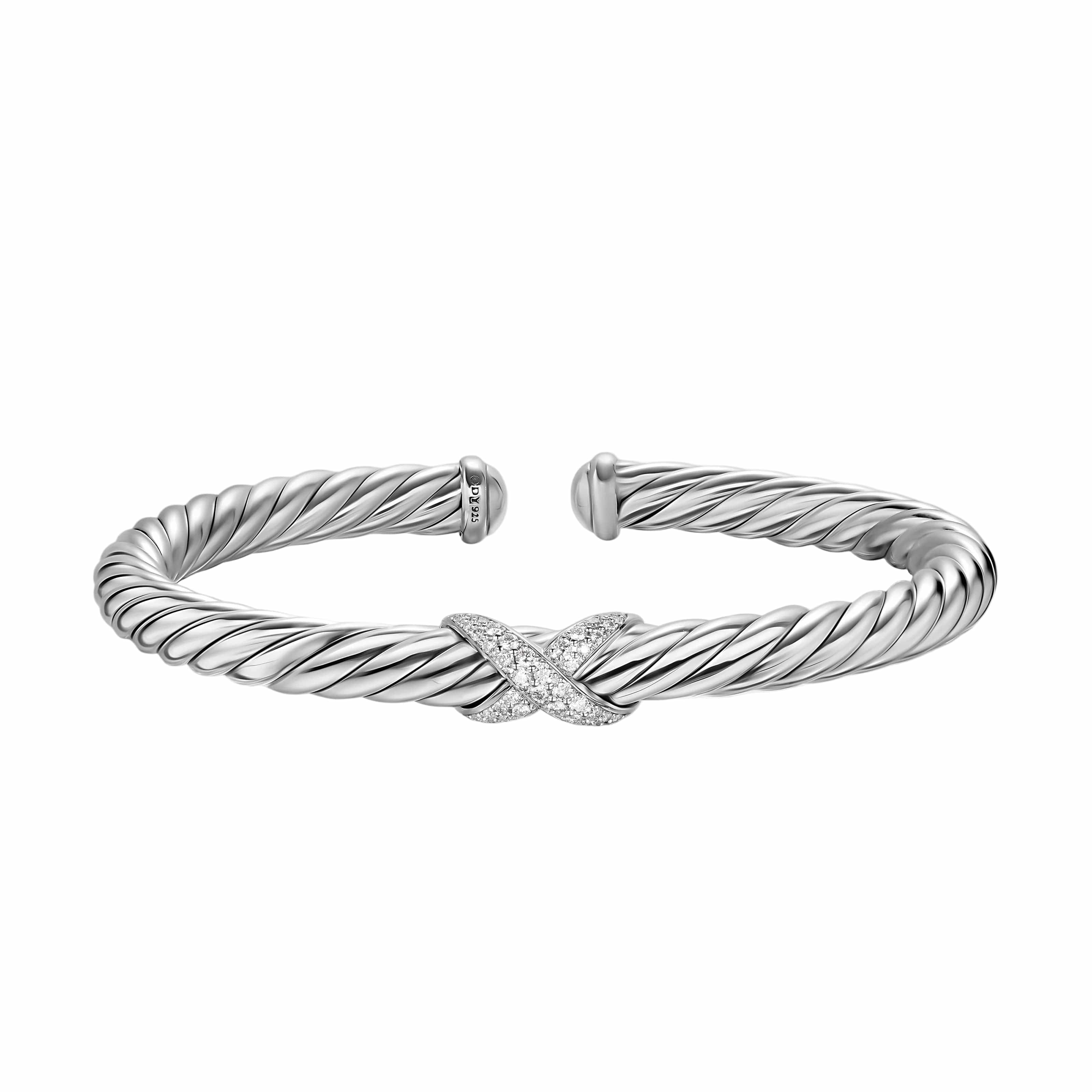 Cable Flex® X Bracelet Sterling Silver with Diamonds, 6mm - Image 4