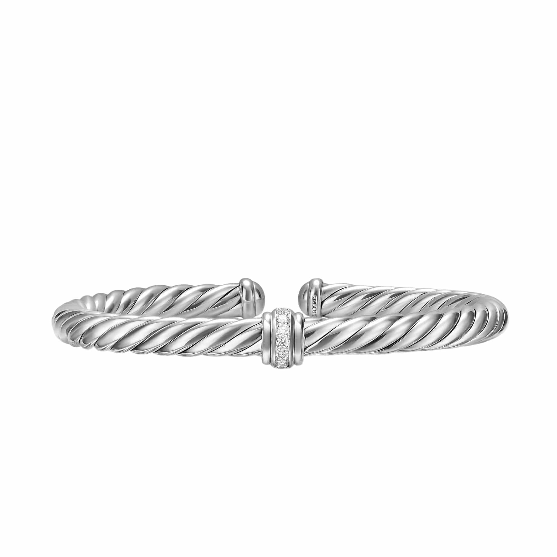 Cable Flex® Center Station Bracelet Sterling Silver with Diamonds, 6mm