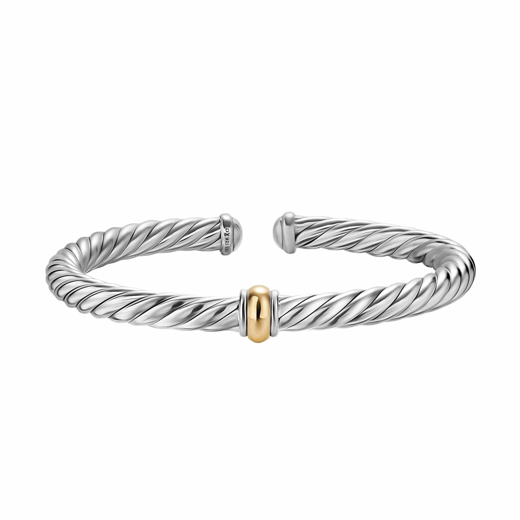 Cable Flex® Center Station Bracelet Sterling Silver with 14K Yellow Gold, 6mm - Image 4