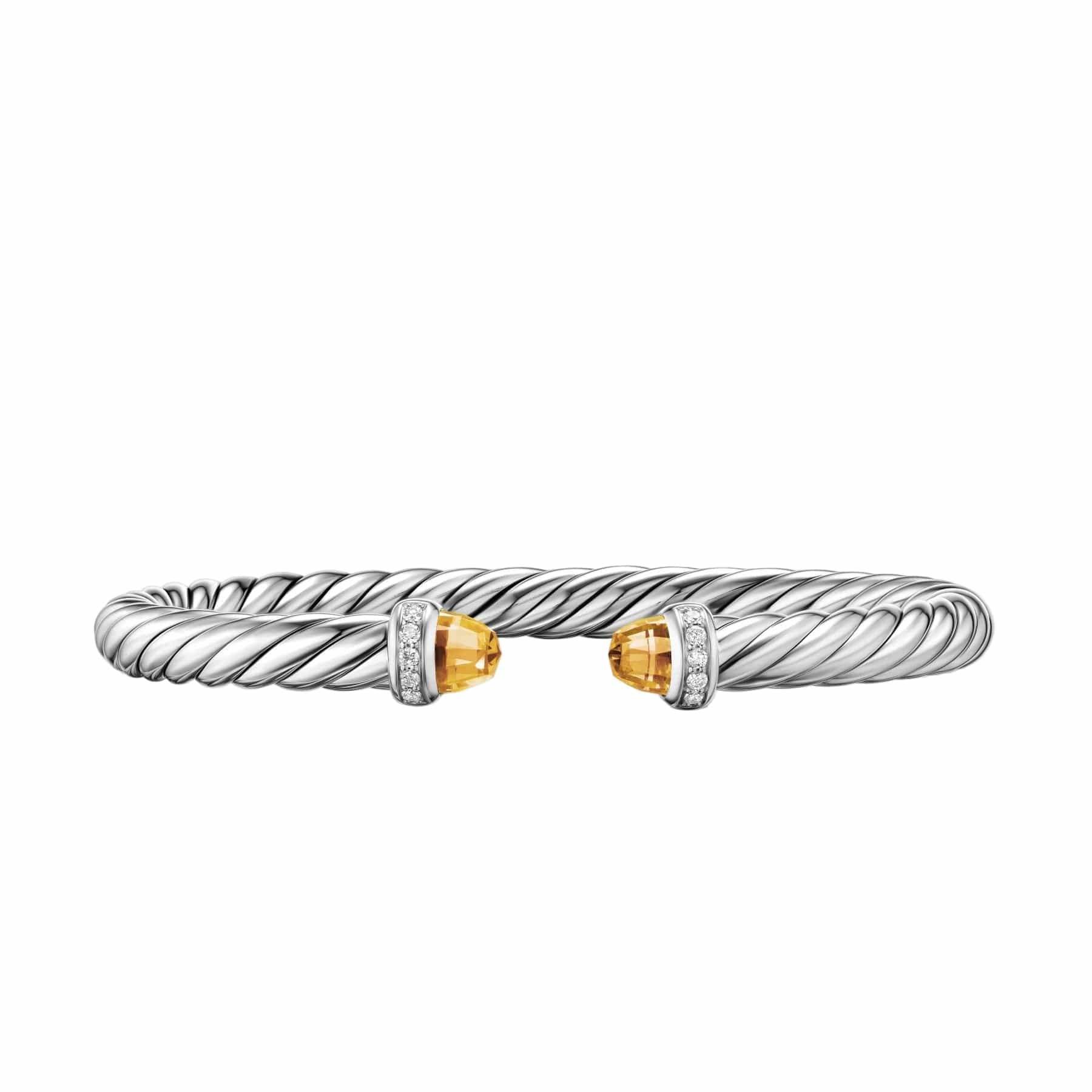 Cable Flex® Bracelet Sterling Silver with Citrine and Diamonds, 6mm