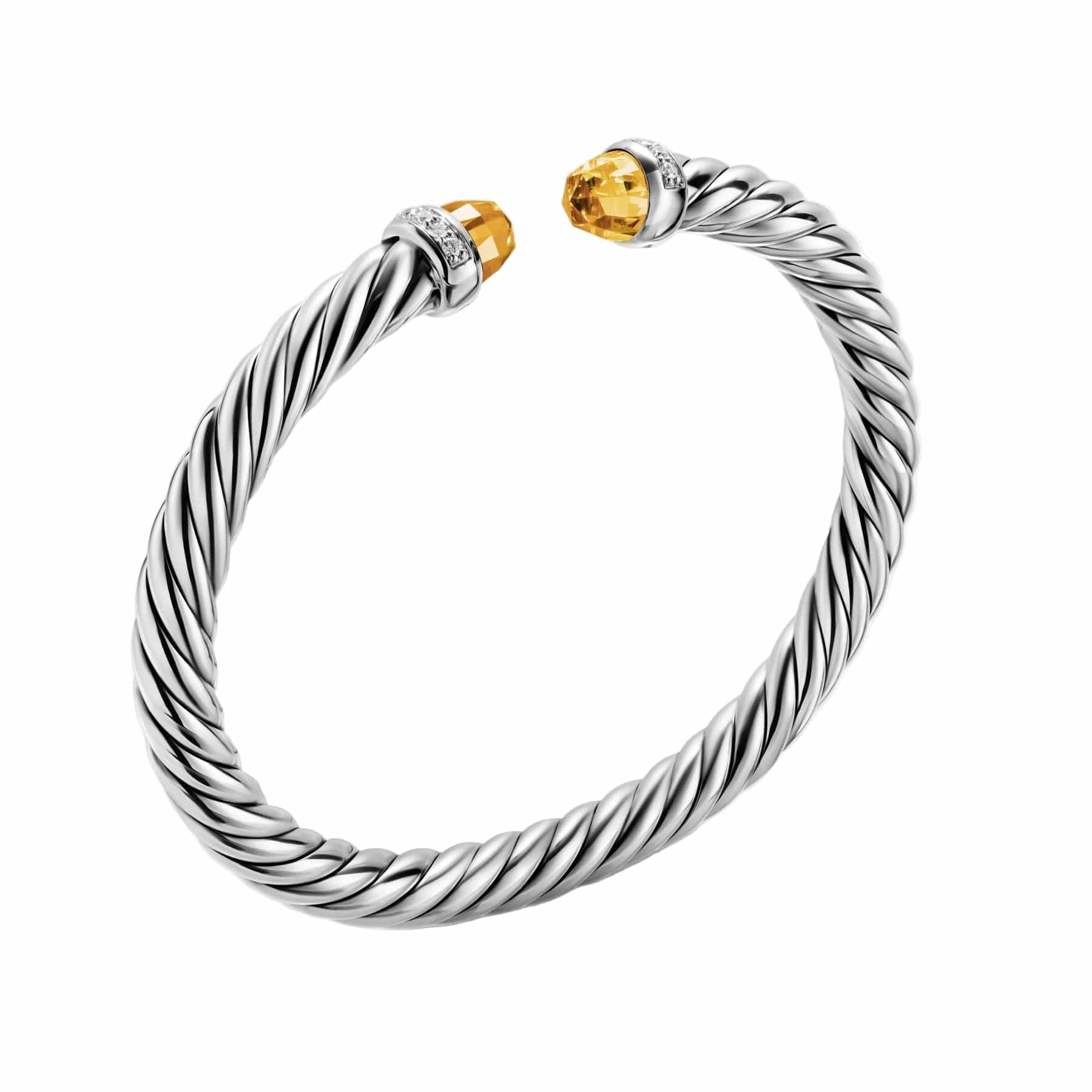 Cable Flex® Bracelet Sterling Silver with Citrine and Diamonds, 6mm - Image 2