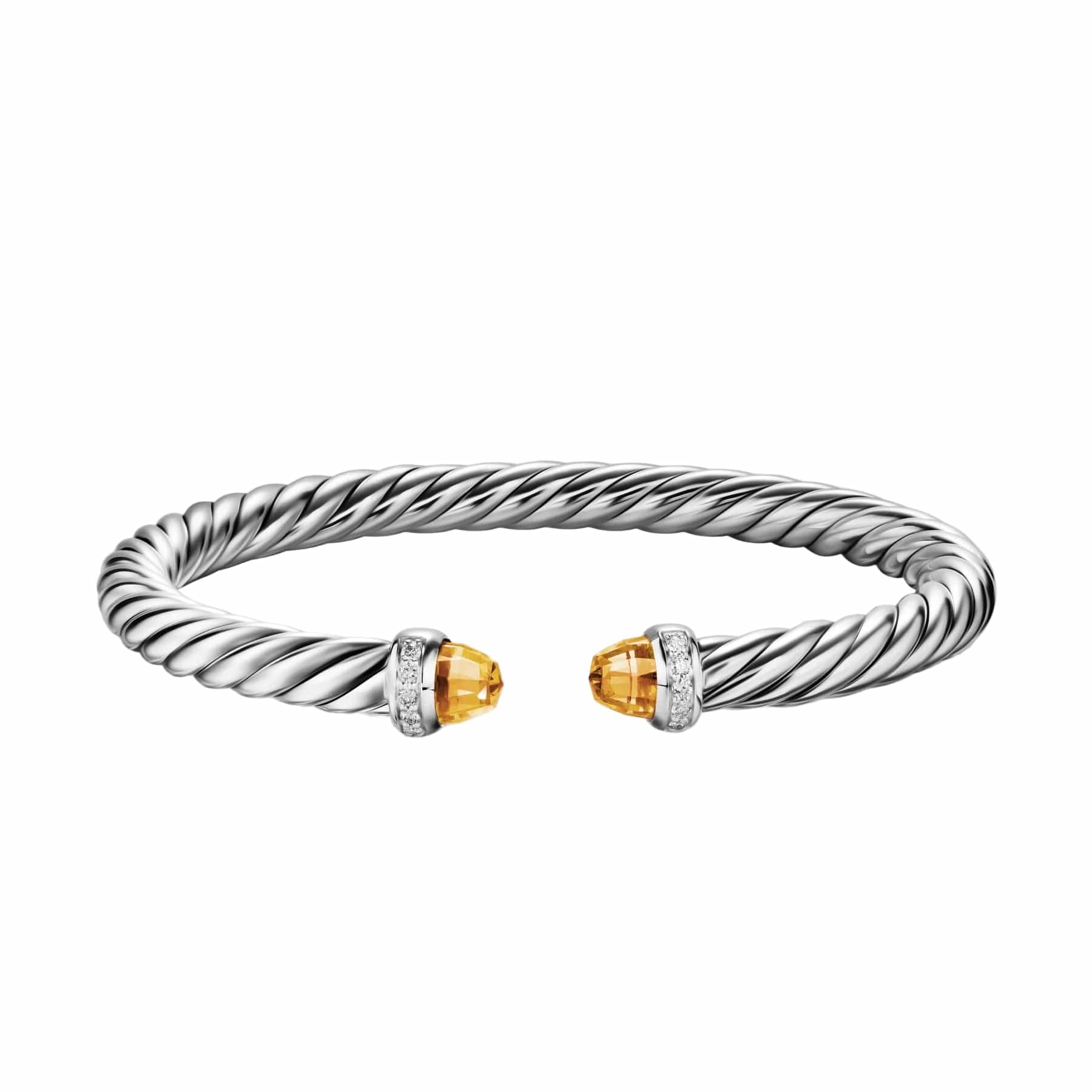 Cable Flex® Bracelet Sterling Silver with Citrine and Diamonds, 6mm - Image 4