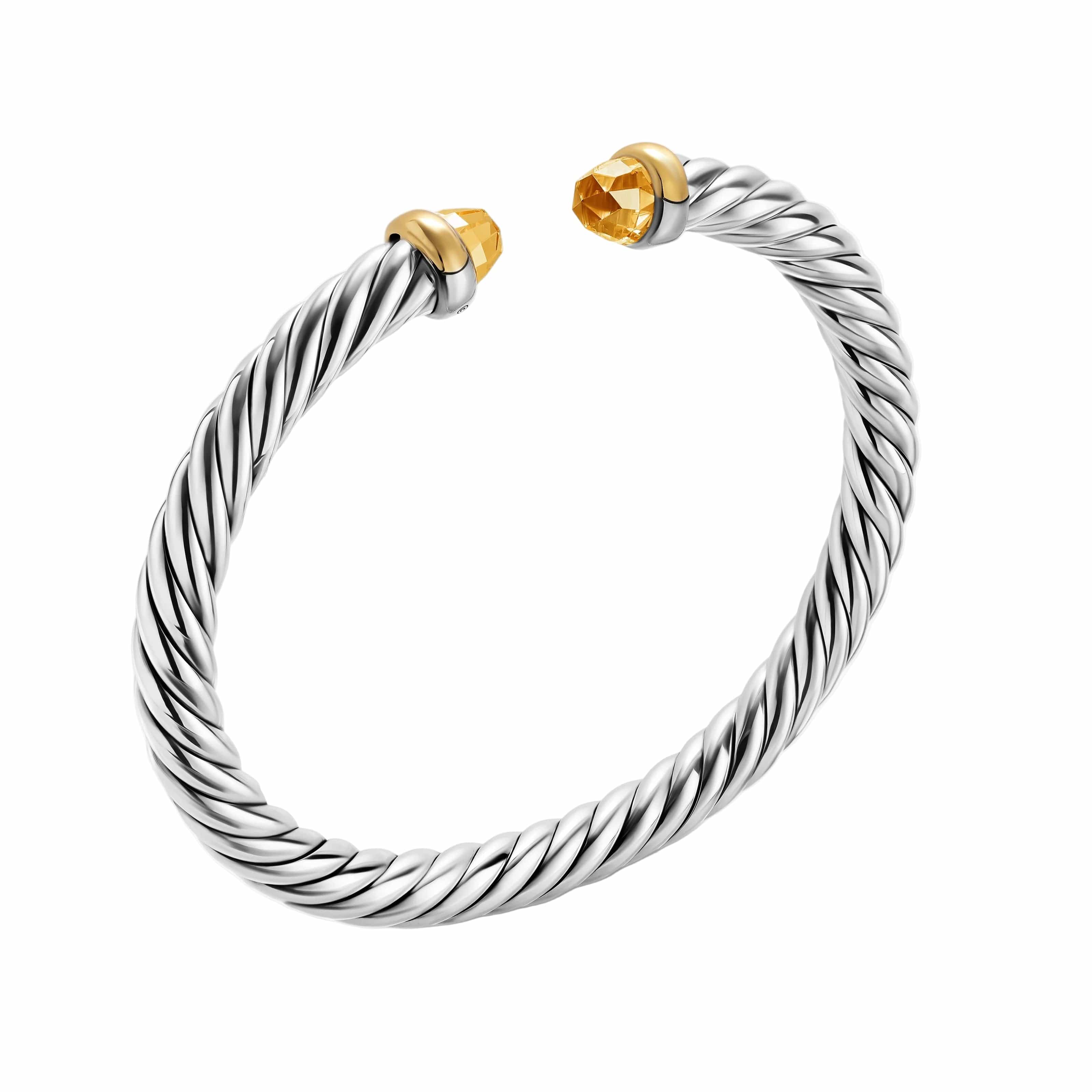 Cable Flex® Bracelet Sterling Silver with 14K Yellow Gold and Citrine, 6mm - Image 2