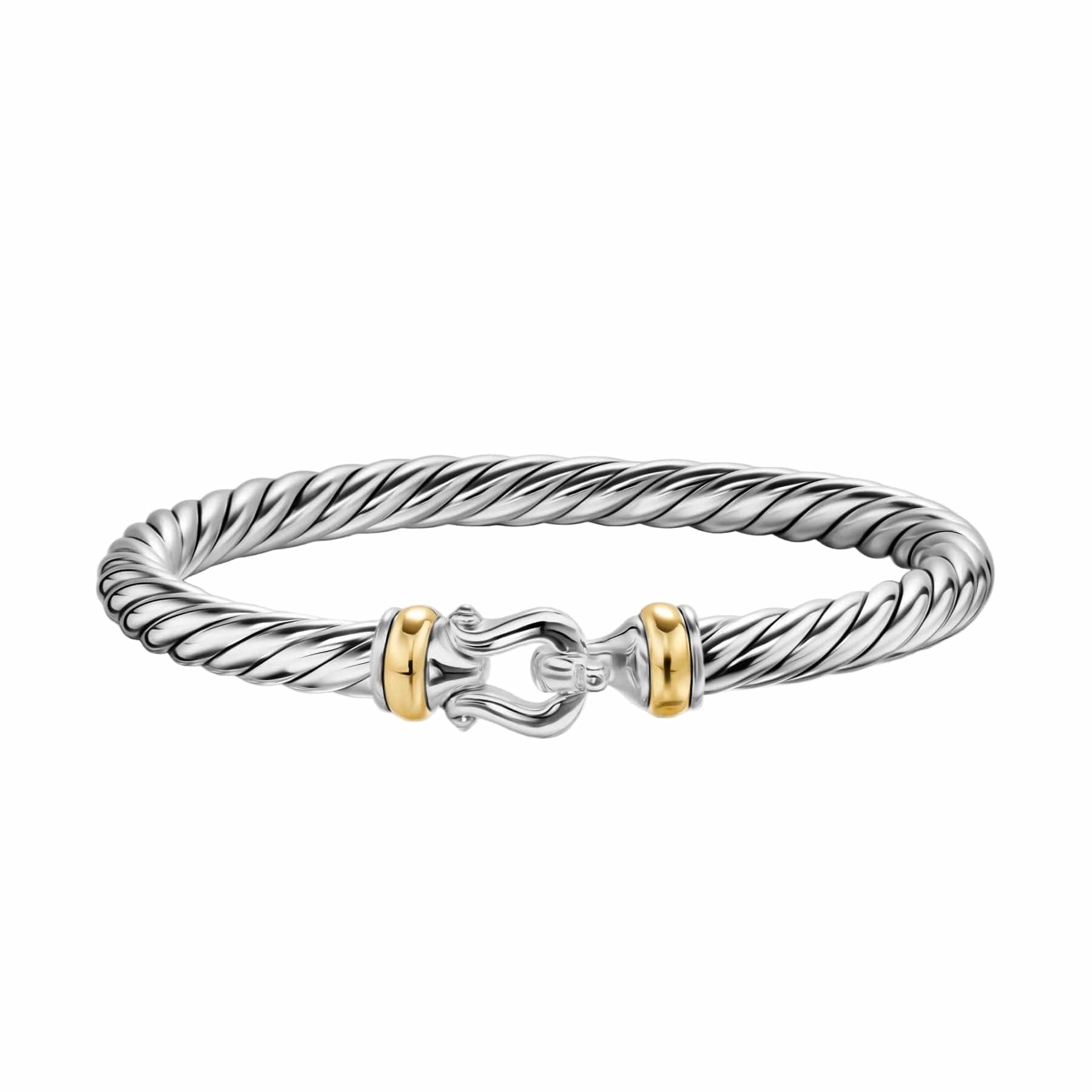 Cable Flex® Buckle Bracelet Sterling Silver with 14K Yellow Gold, 6mm - Image 4